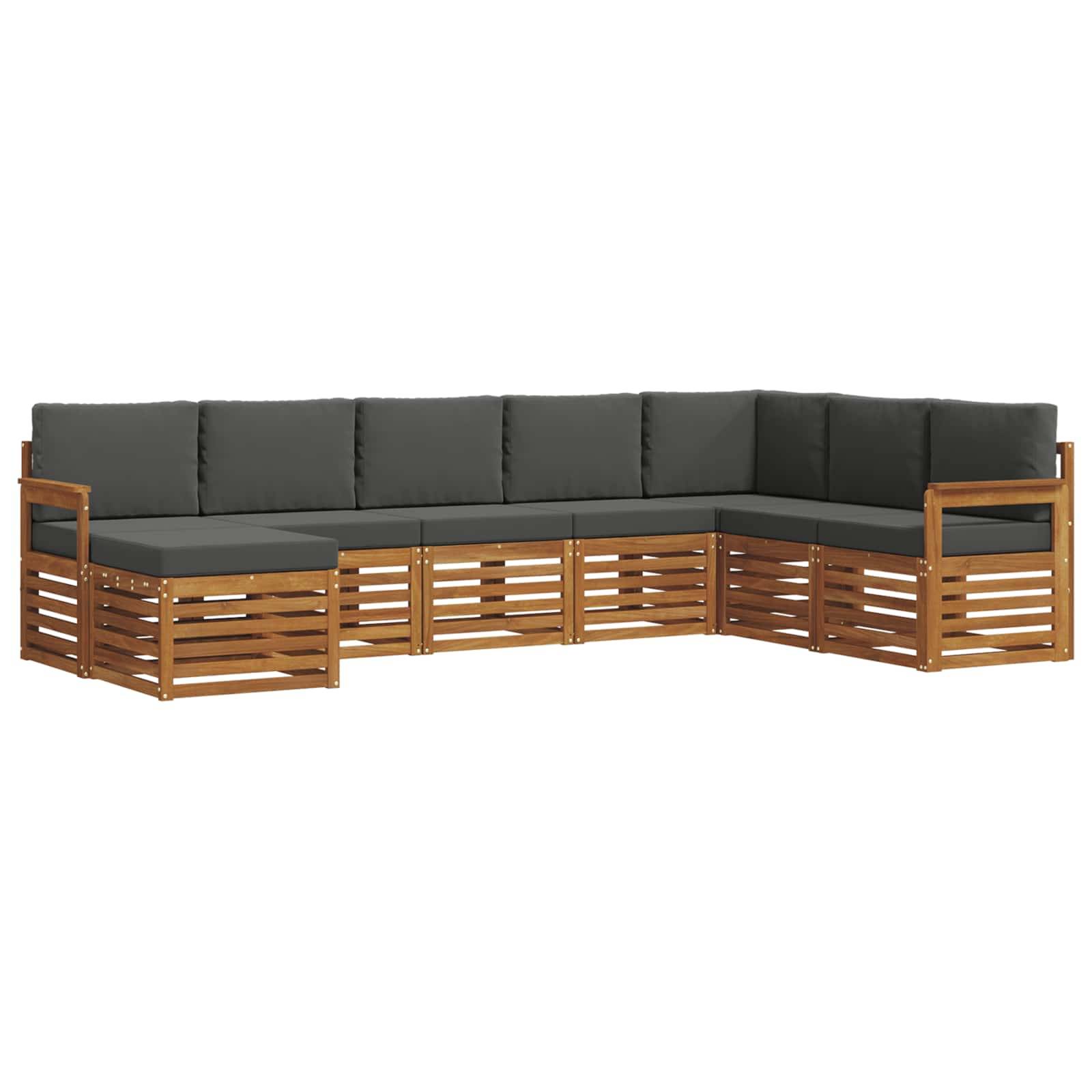 vidaXL Ecksofa Set 8 pcs Natur und Anthrazit Massivholz Akazie