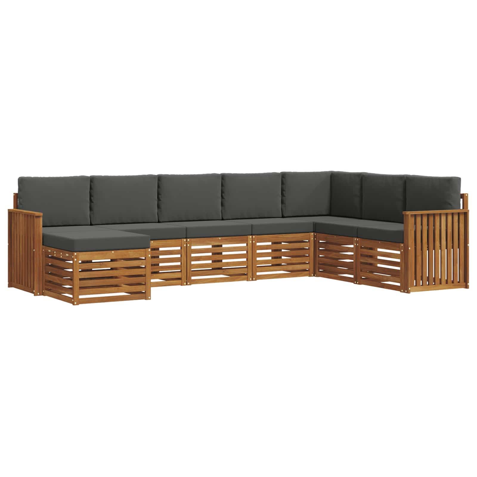 vidaXL Ecksofa Set 8 pcs Natur und Anthrazit Massivholz Akazie