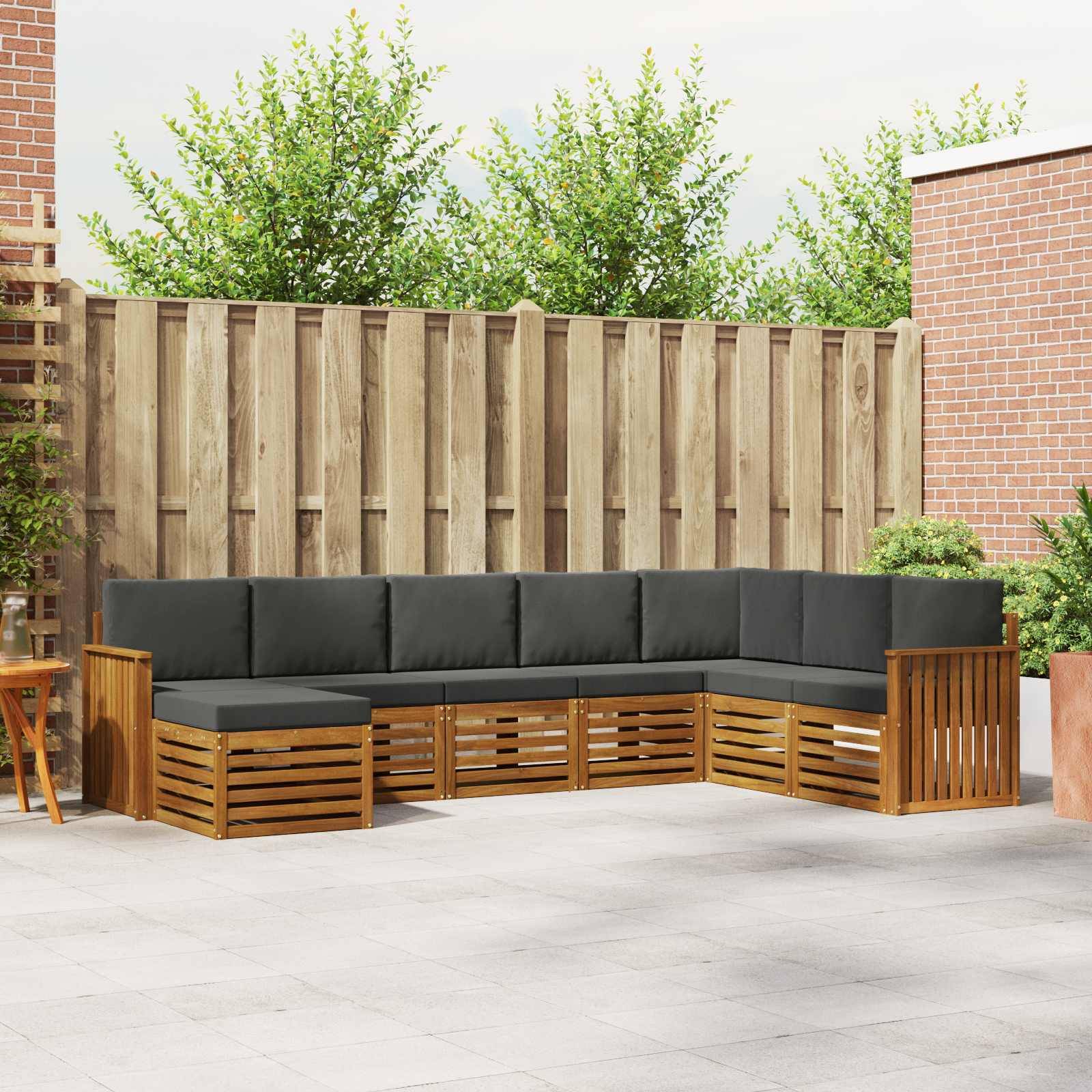 vidaXL Ecksofa Set 8 pcs Natur und Anthrazit Massivholz Akazie