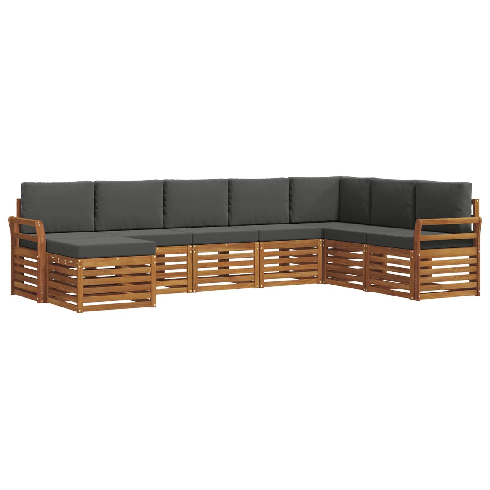 vidaXL Ecksofa Set 8 pcs Natur und Anthrazit Massivholz Akazie