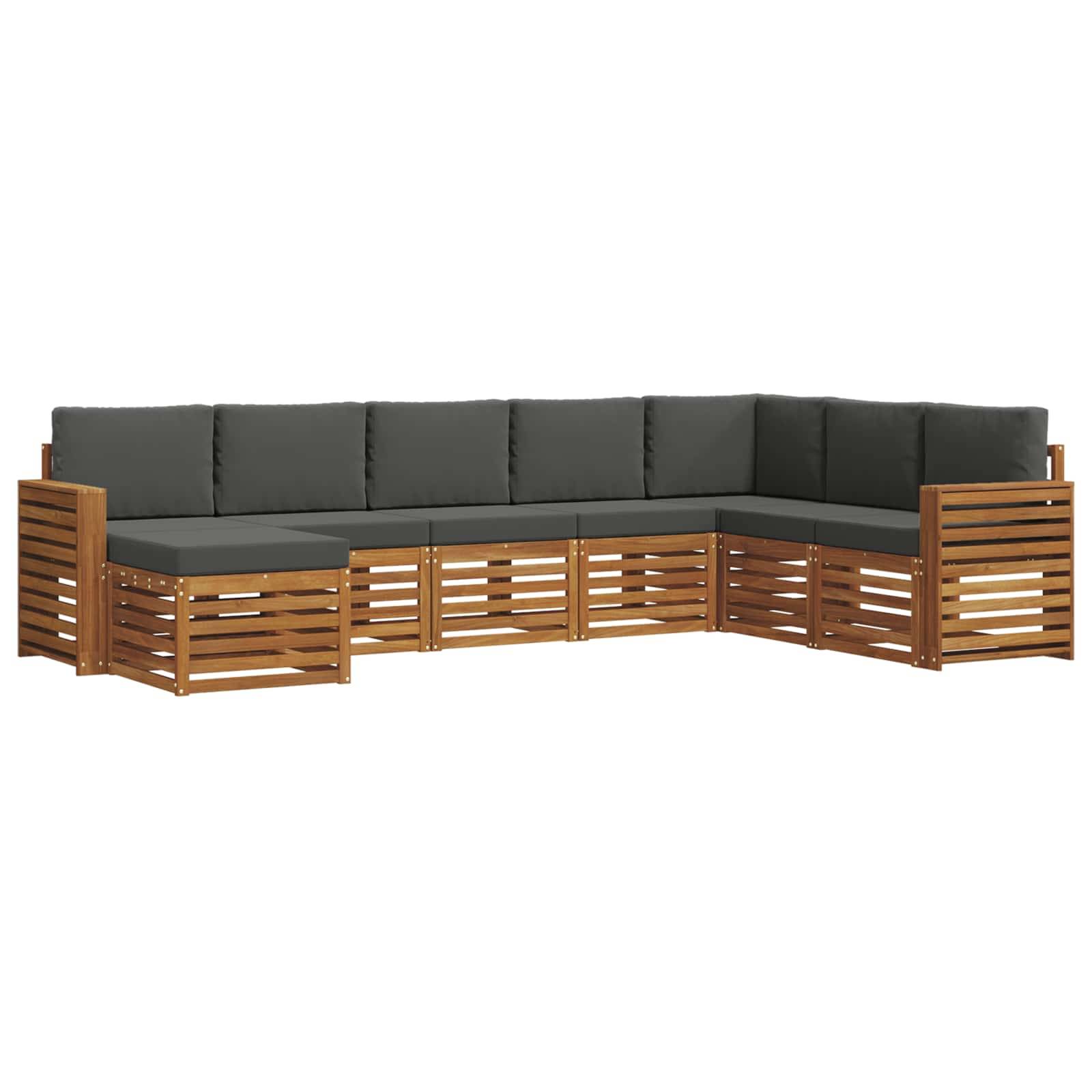 vidaXL Ecksofa Set 8 pcs Natur und Anthrazit Massivholz Akazie