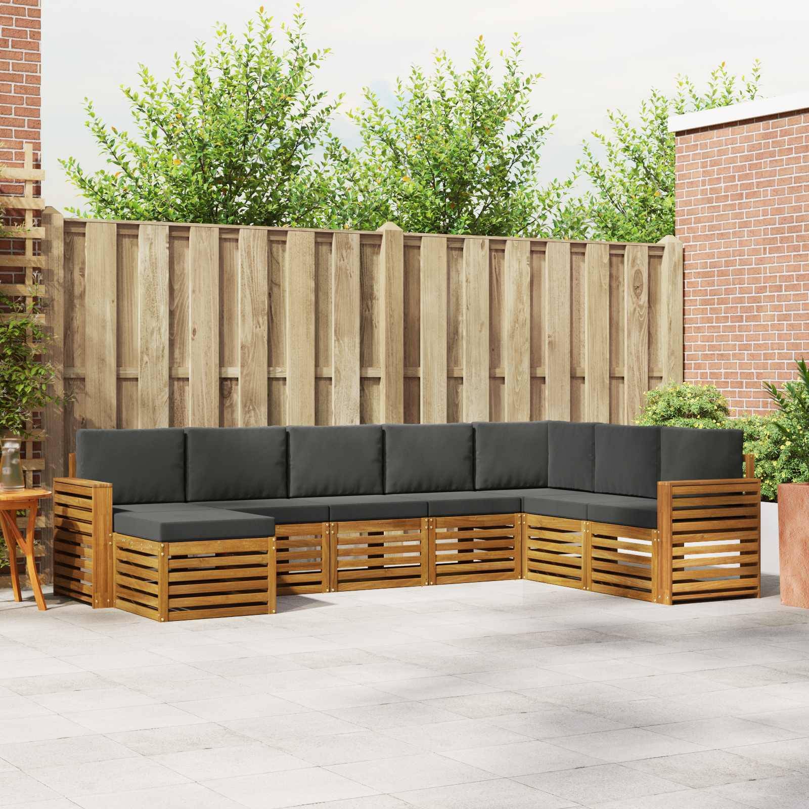 vidaXL Ecksofa Set 8 pcs Natur und Anthrazit Massivholz Akazie
