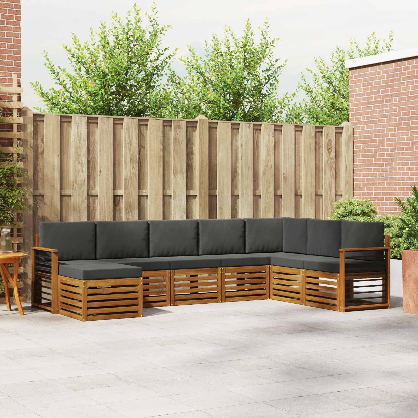 vidaXL Ecksofa Set 8 pcs Natur und Anthrazit Massivholz Akazie