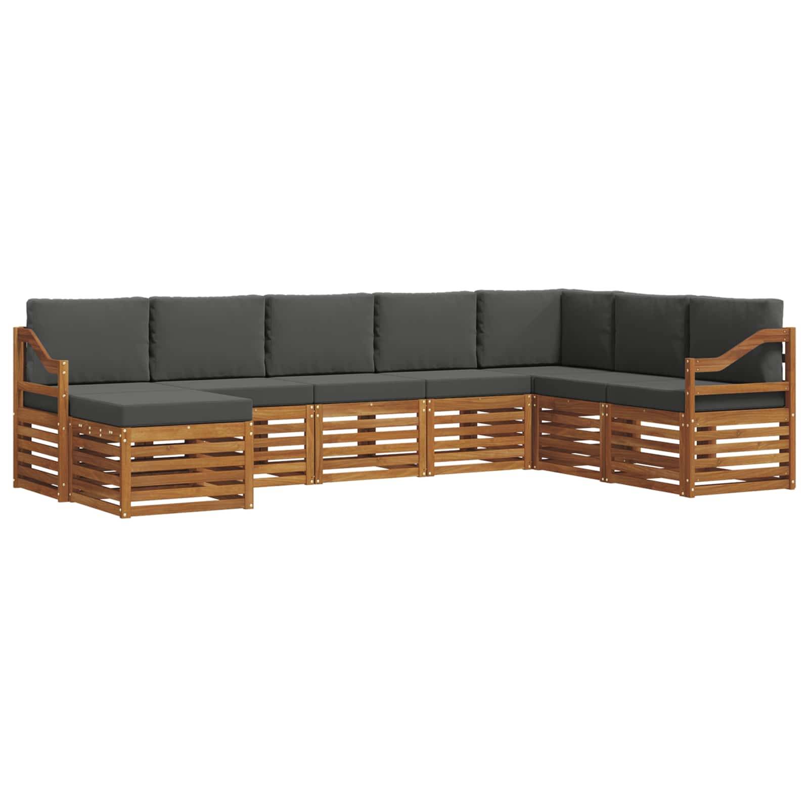 vidaXL Ecksofa Set 8 pcs Natur und Anthrazit Massivholz Akazie