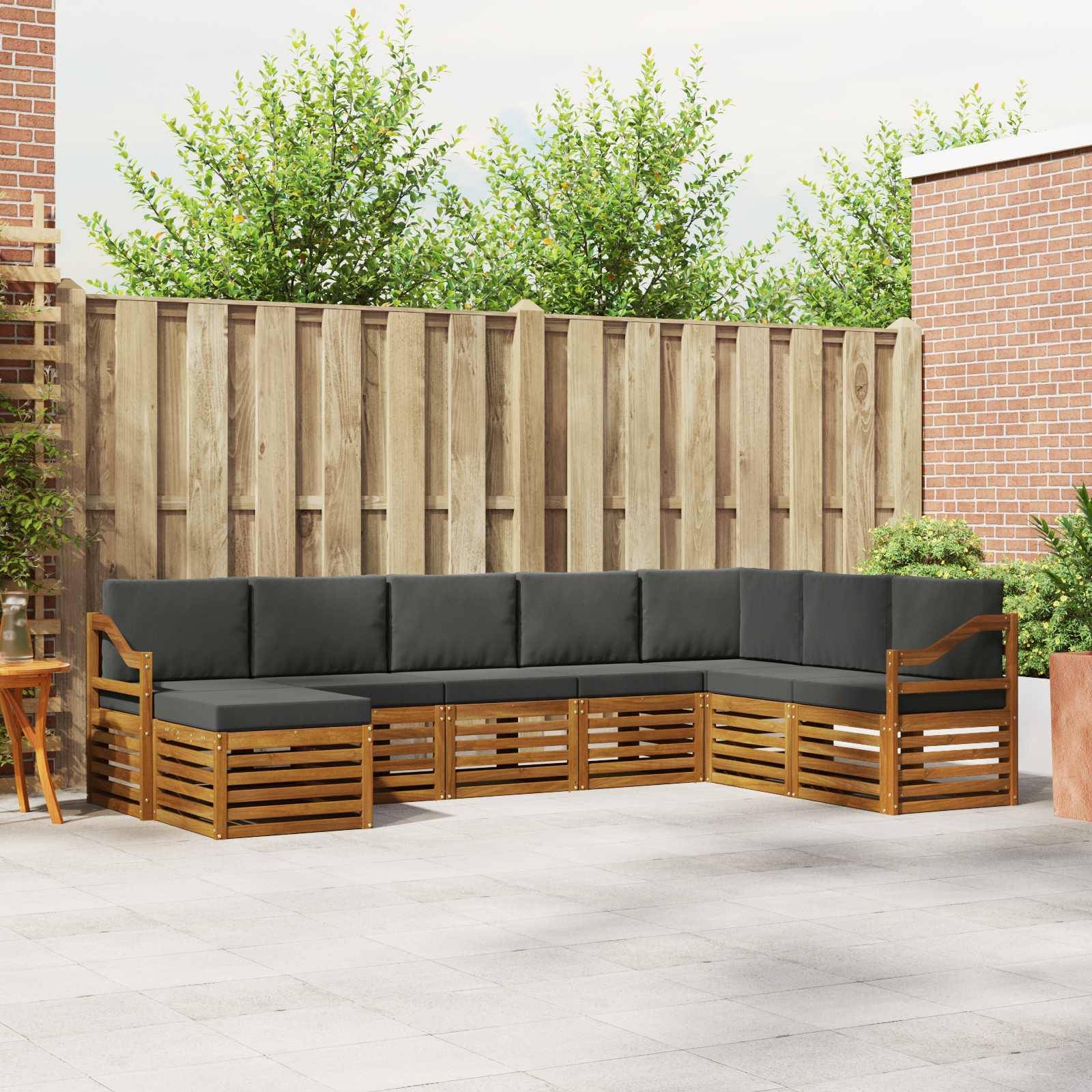vidaXL Ecksofa Set 8 pcs Natur und Anthrazit Massivholz Akazie