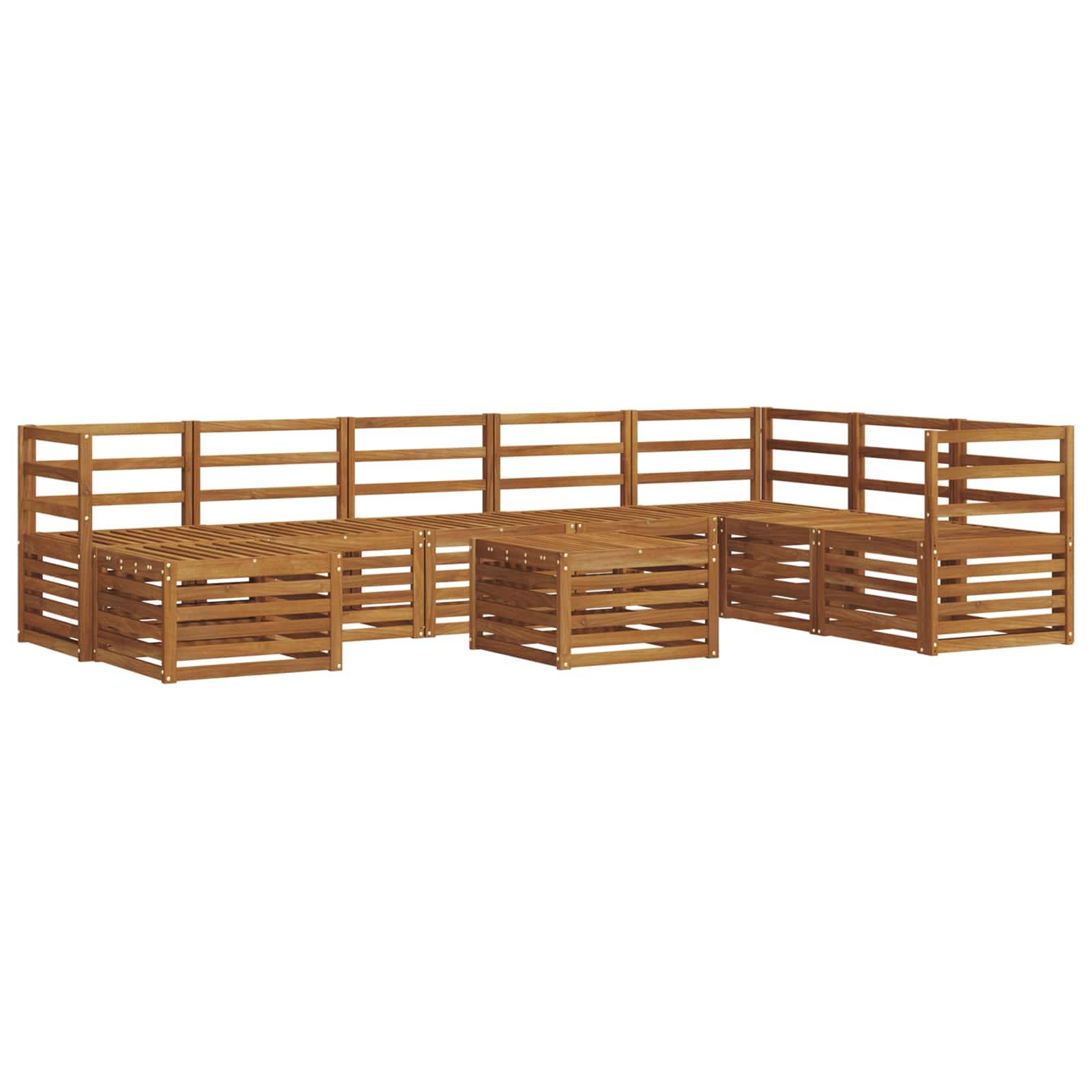 vidaXL Ecksofa Set 9 pcs Natur Massivholz Akazie