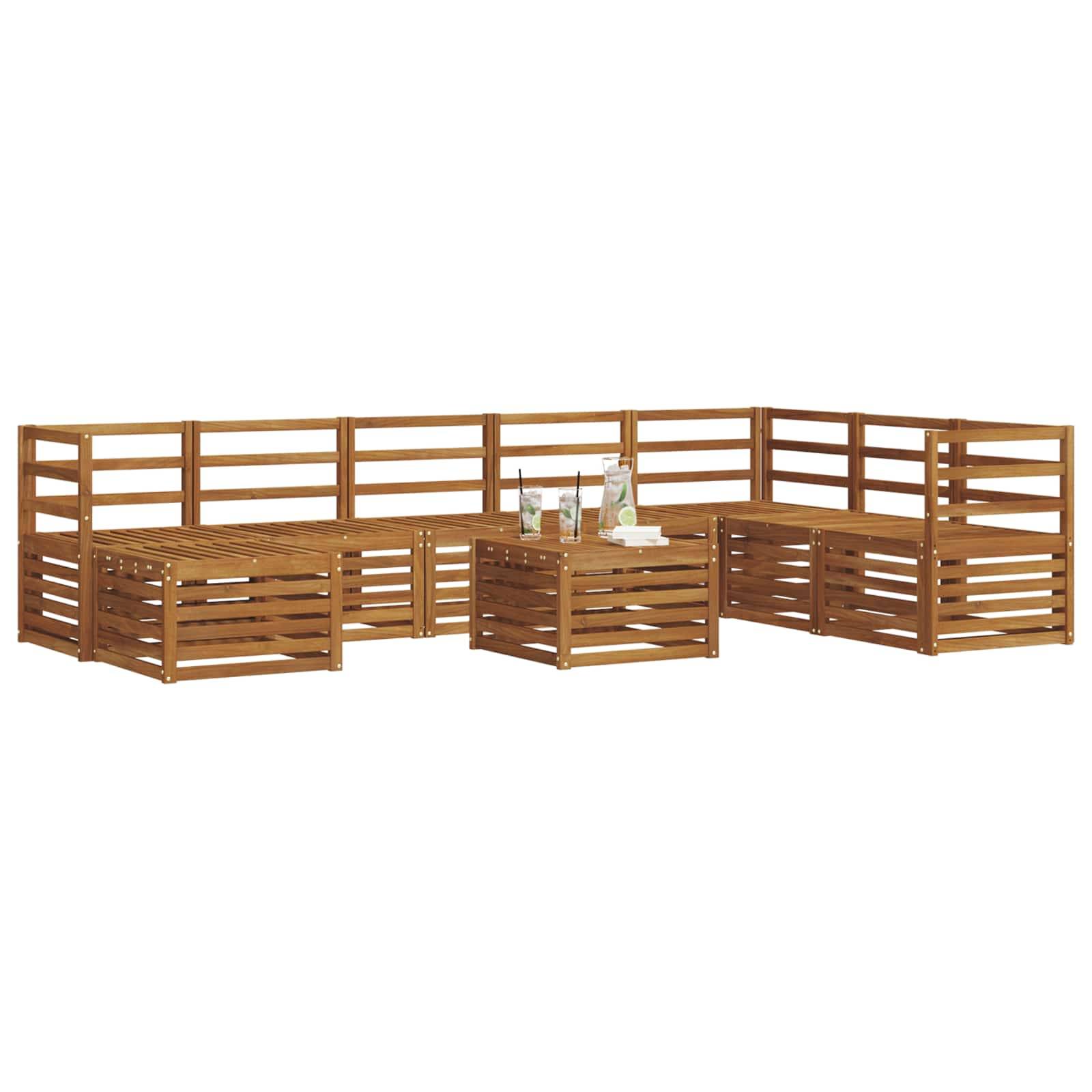vidaXL Ecksofa Set 9 pcs Natur Massivholz Akazie
