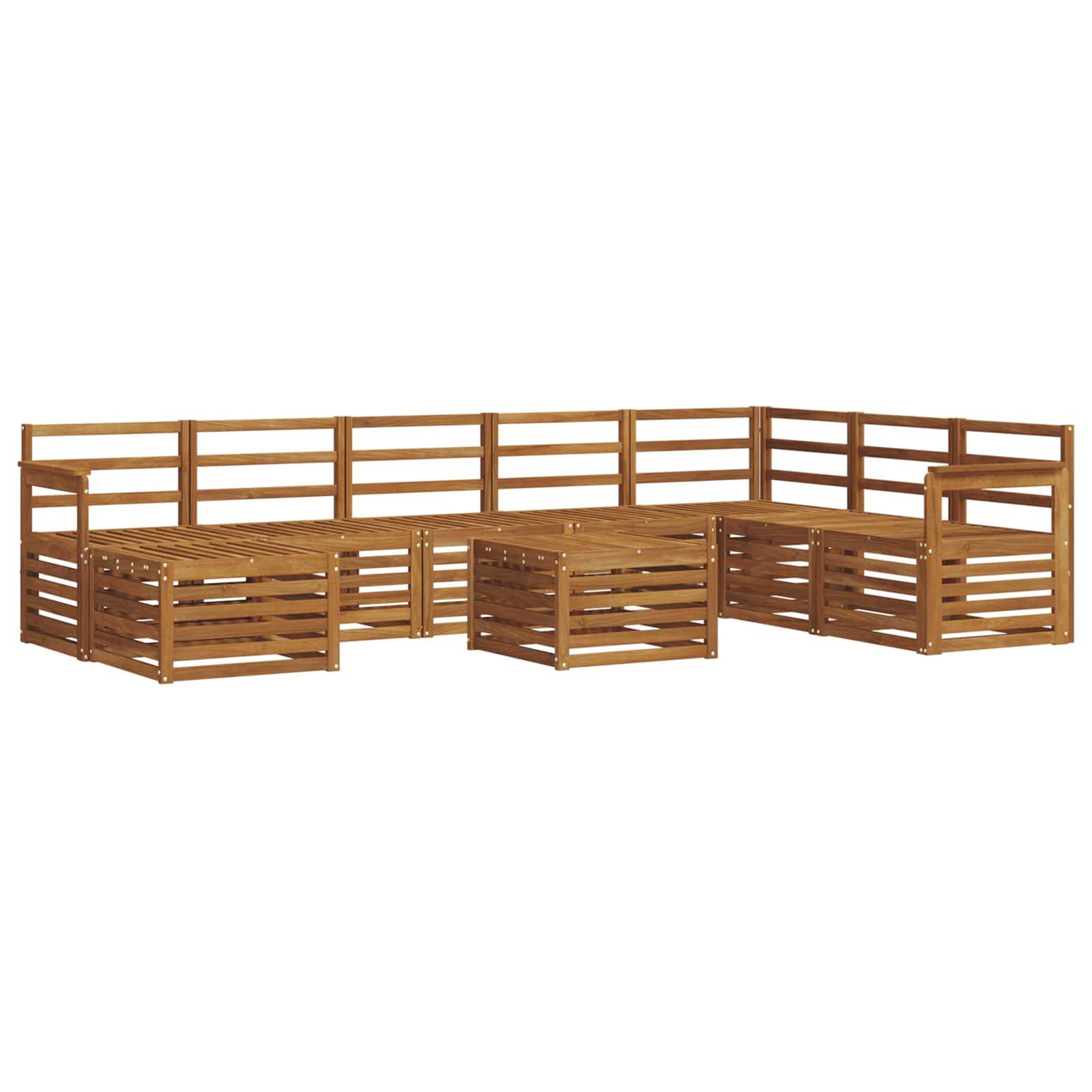 vidaXL Ecksofa Set 9 pcs Natur Massivholz Akazie