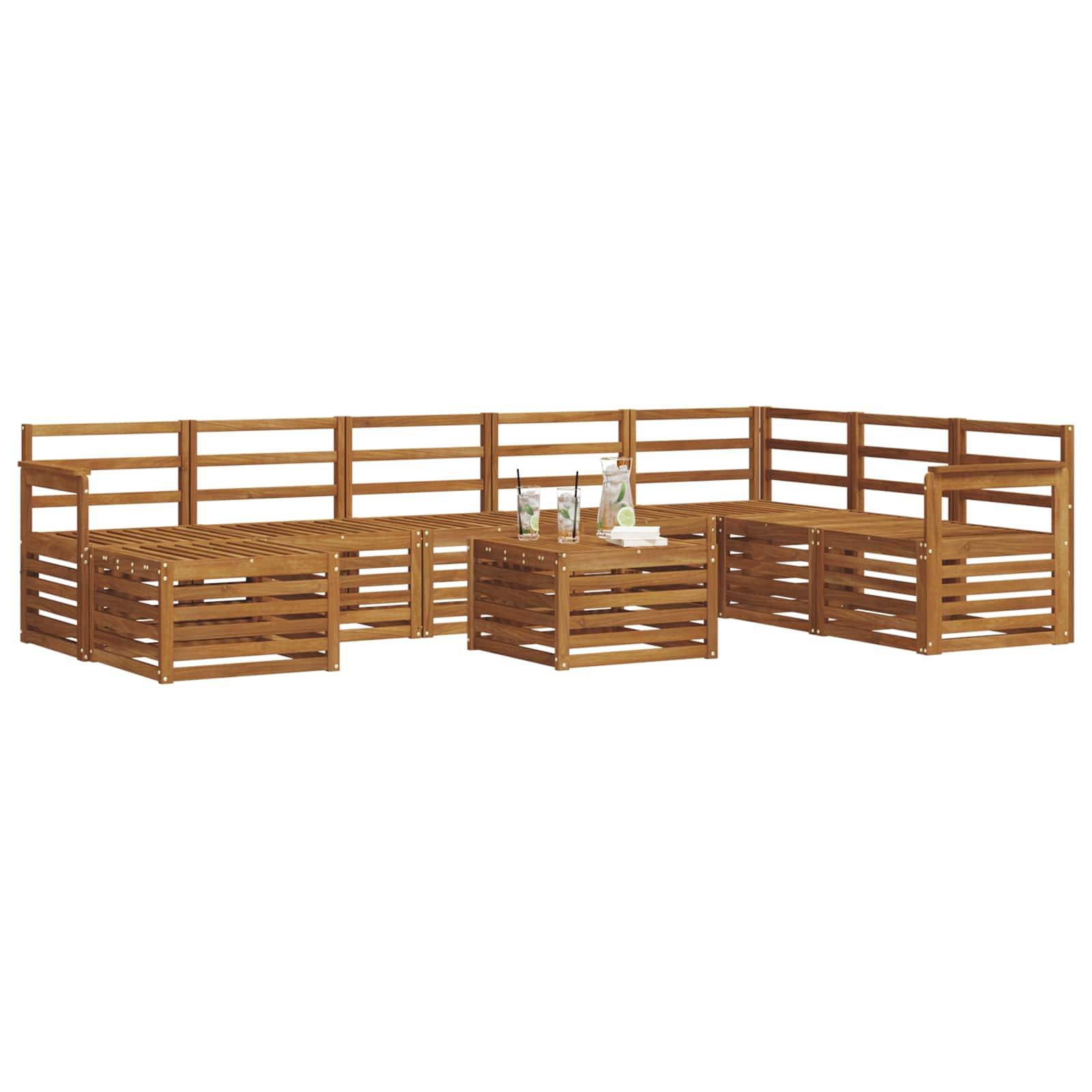 vidaXL Ecksofa Set 9 pcs Natur Massivholz Akazie