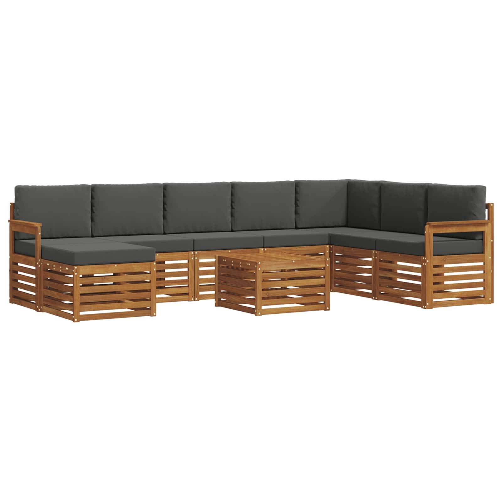 vidaXL Ecksofa Set 9 pcs Natur und Anthrazit Massivholz Akazie