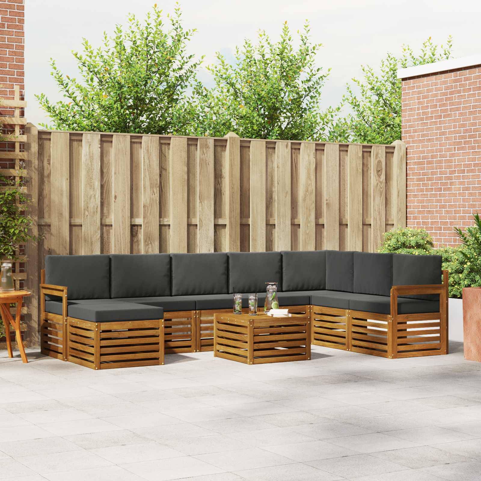 vidaXL Ecksofa Set 9 pcs Natur und Anthrazit Massivholz Akazie