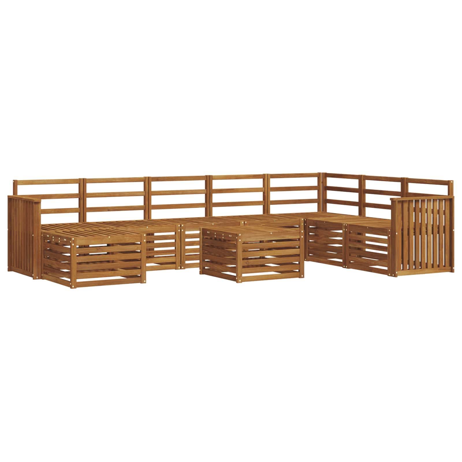 vidaXL Ecksofa Set 9 pcs Natur Massivholz Akazie