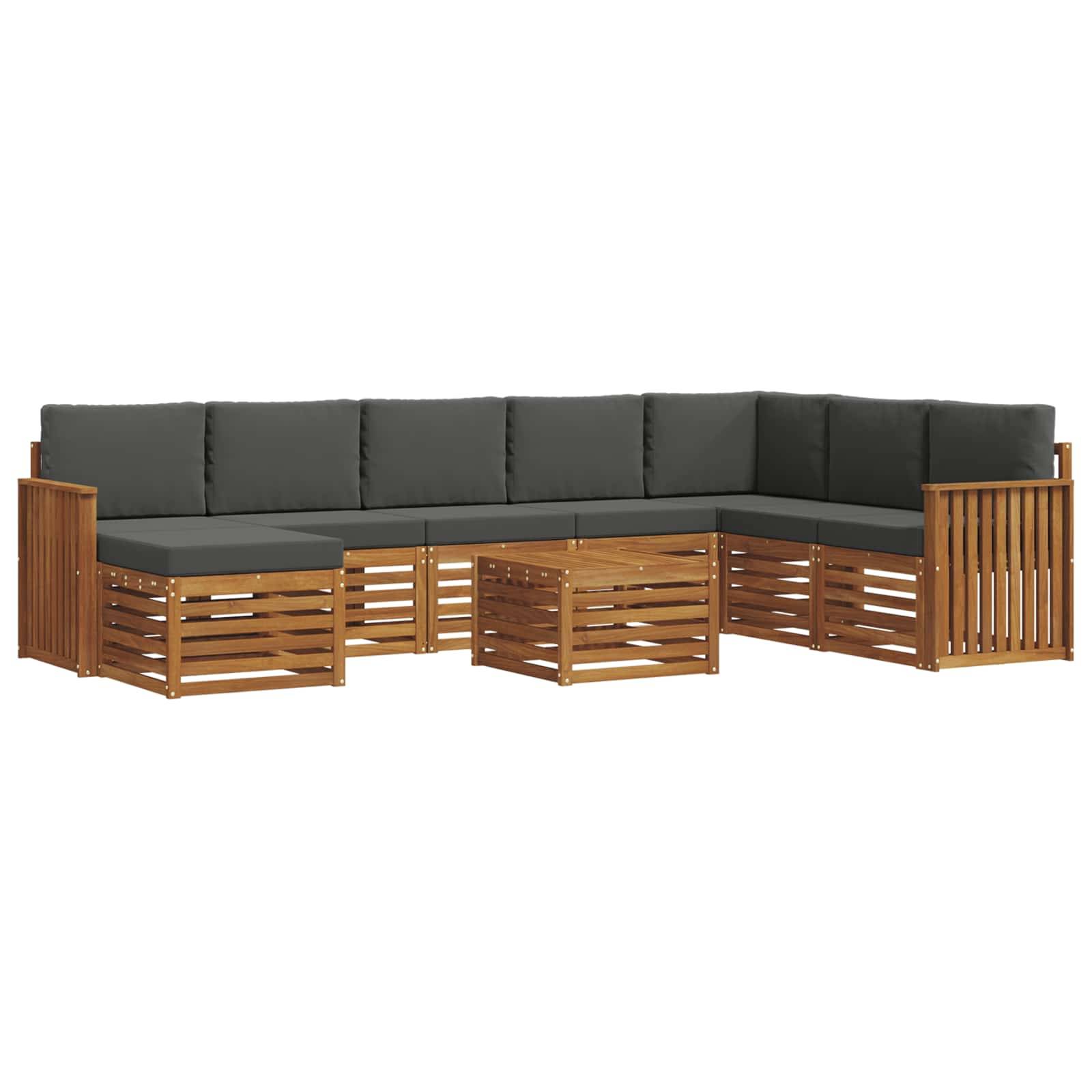 vidaXL Ecksofa Set 9 pcs Natur und Anthrazit Massivholz Akazie