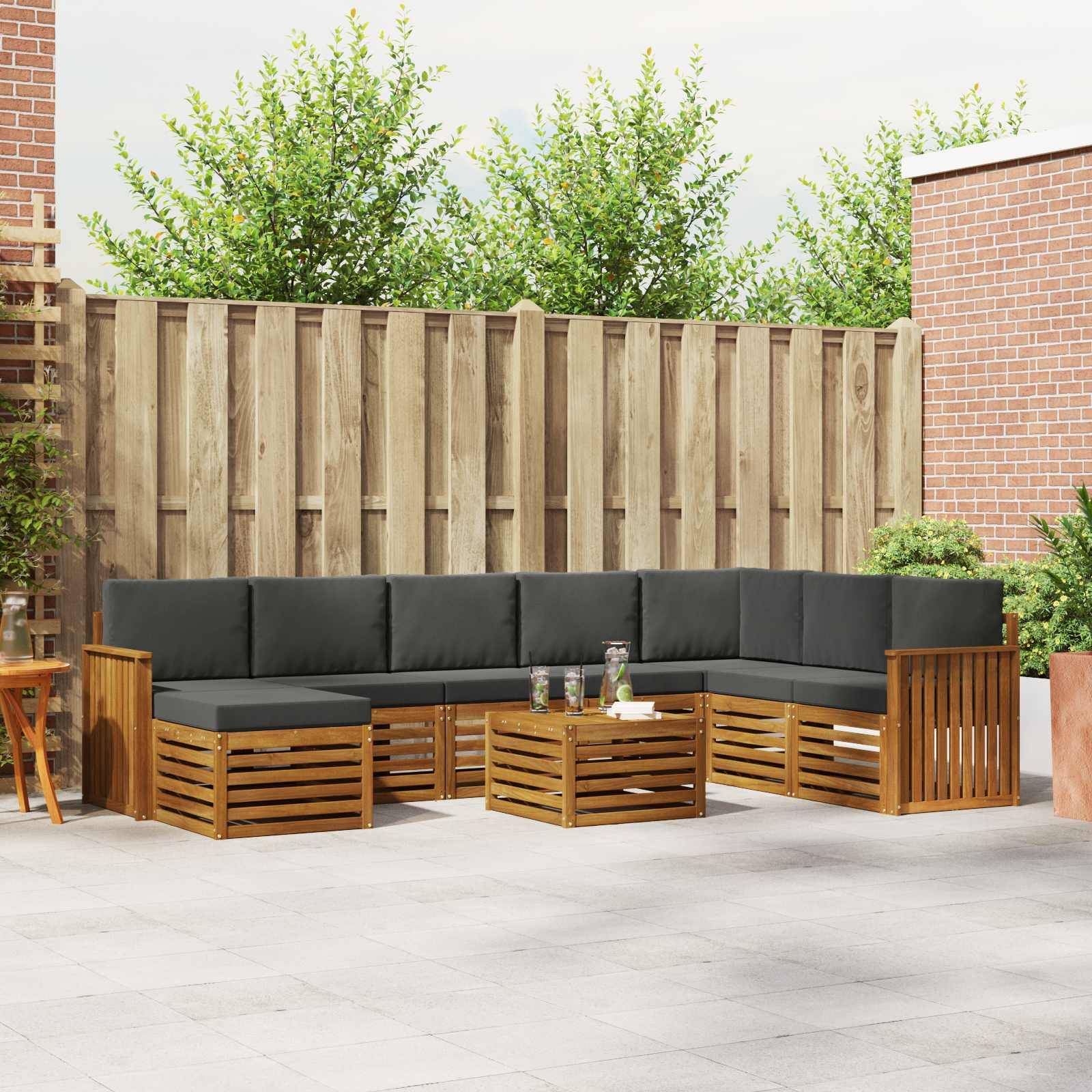 vidaXL Ecksofa Set 9 pcs Natur und Anthrazit Massivholz Akazie
