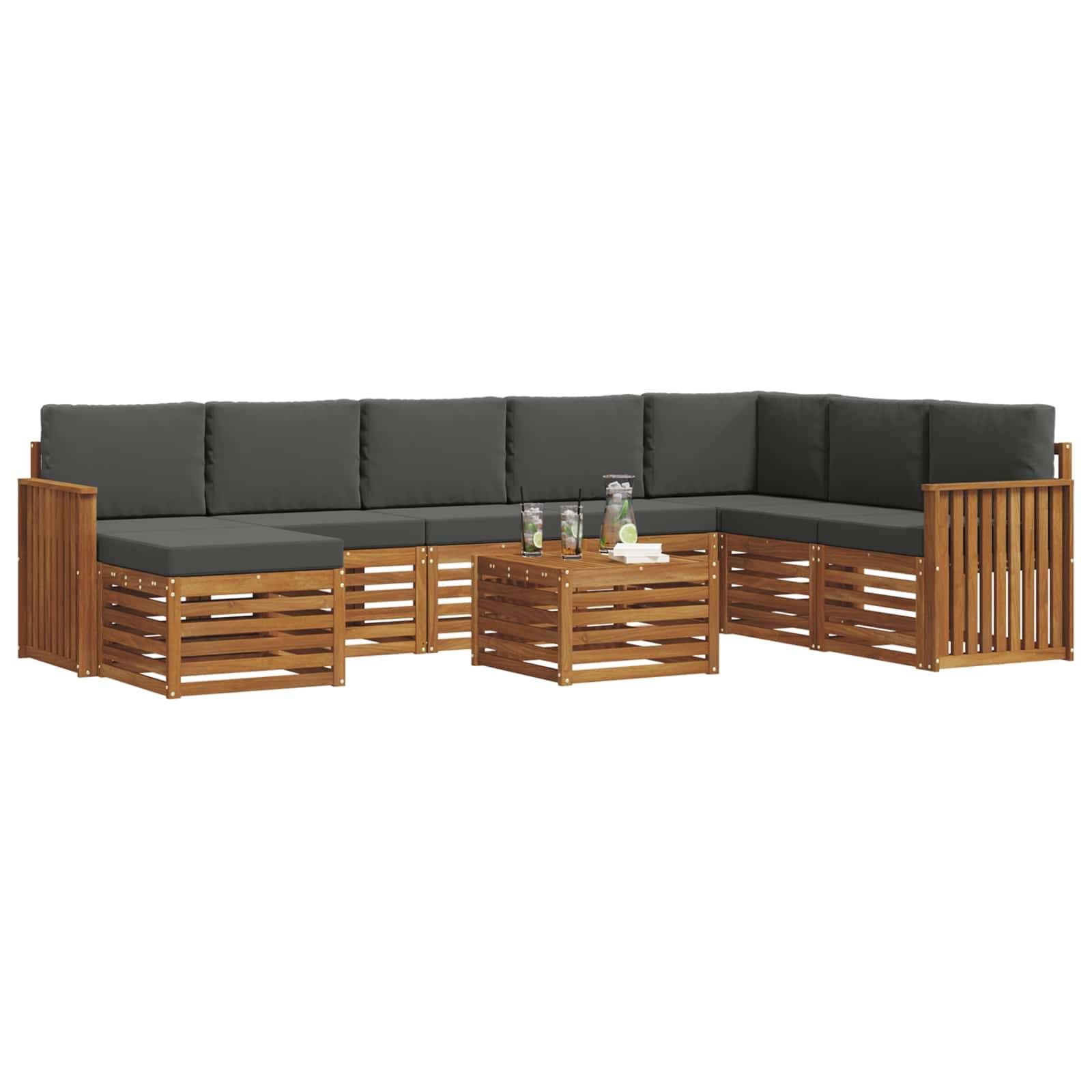 vidaXL Ecksofa Set 9 pcs Natur und Anthrazit Massivholz Akazie