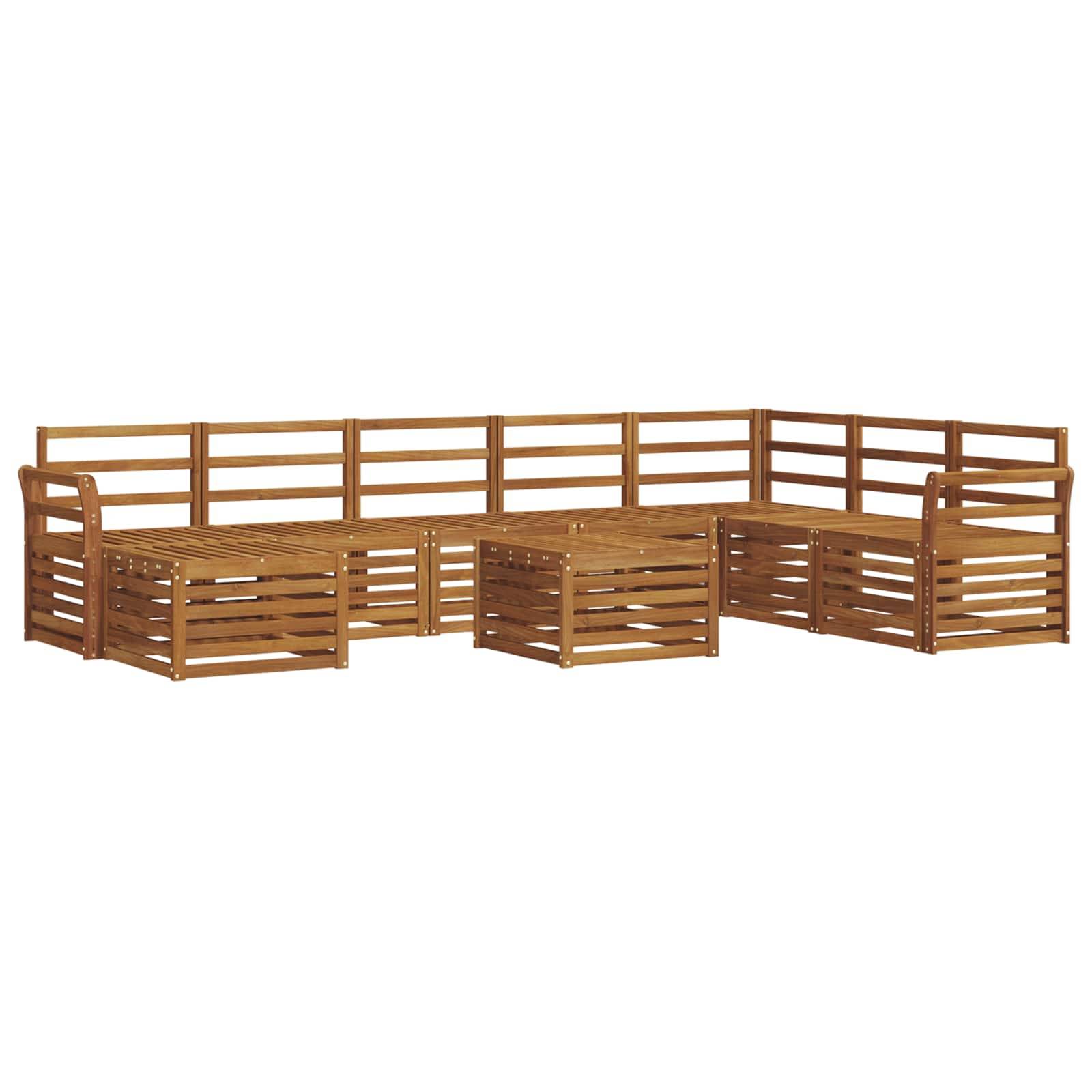 vidaXL Ecksofa Set 9 pcs Natur Massivholz Akazie