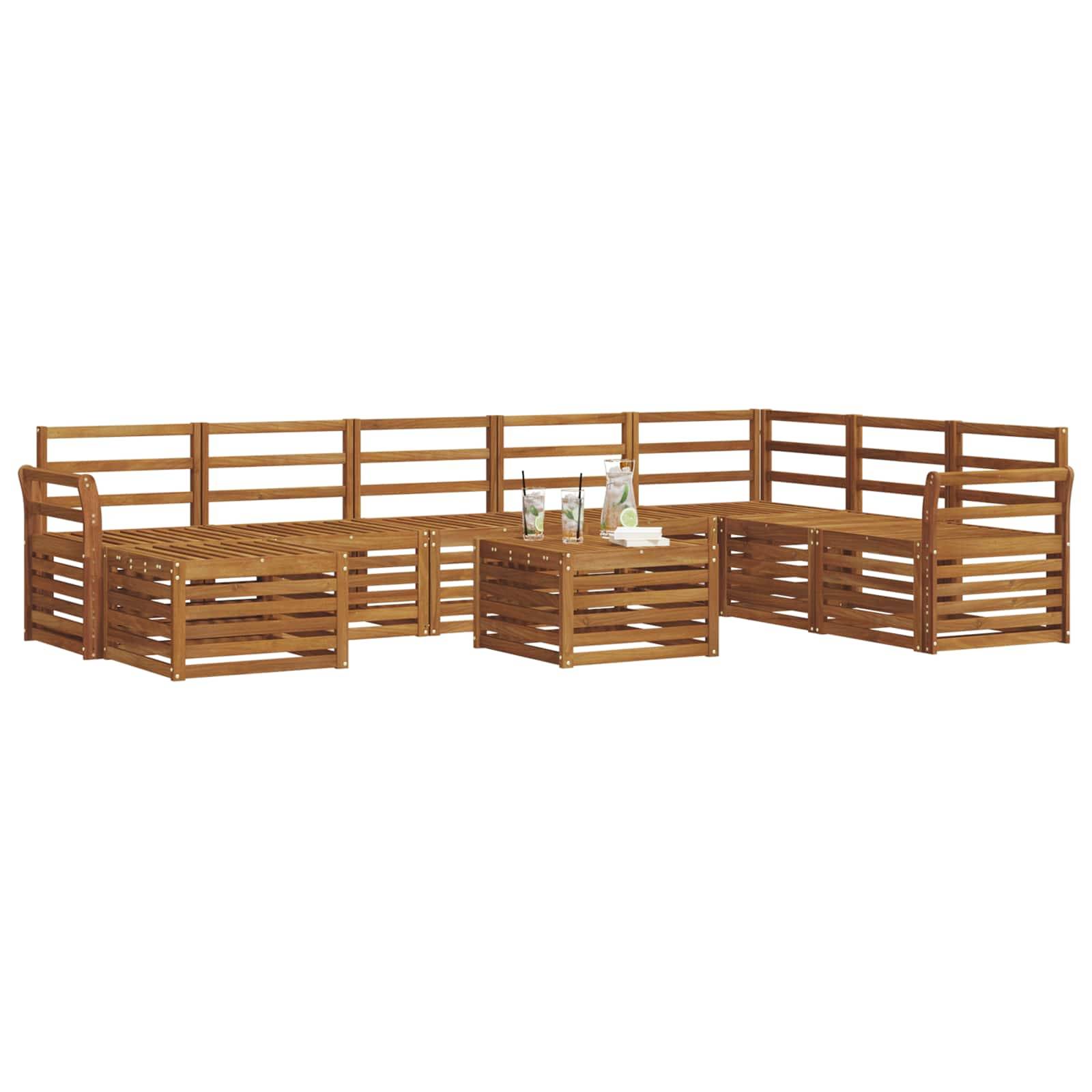 vidaXL Ecksofa Set 9 pcs Natur Massivholz Akazie