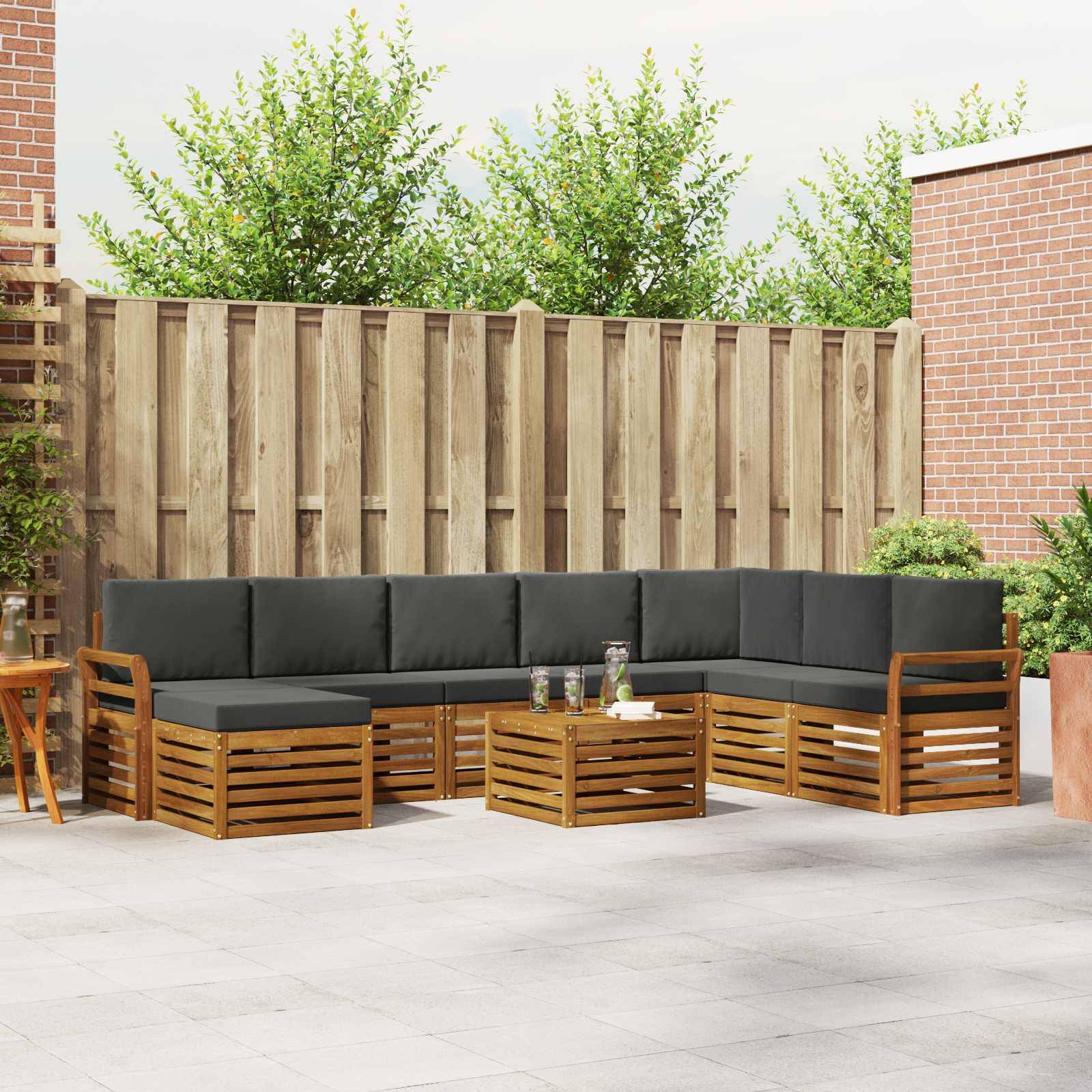 vidaXL Ecksofa Set 9 pcs Natur und Anthrazit Massivholz Akazie