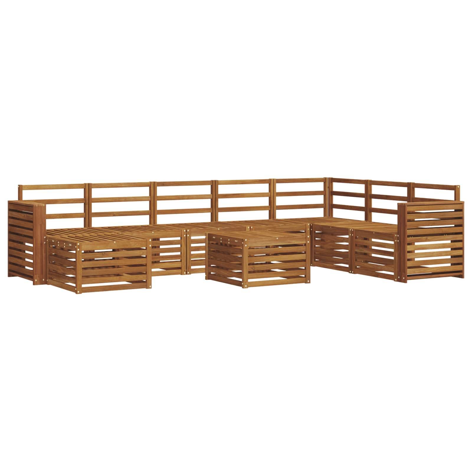 vidaXL Ecksofa Set 9 pcs Natur Massivholz Akazie