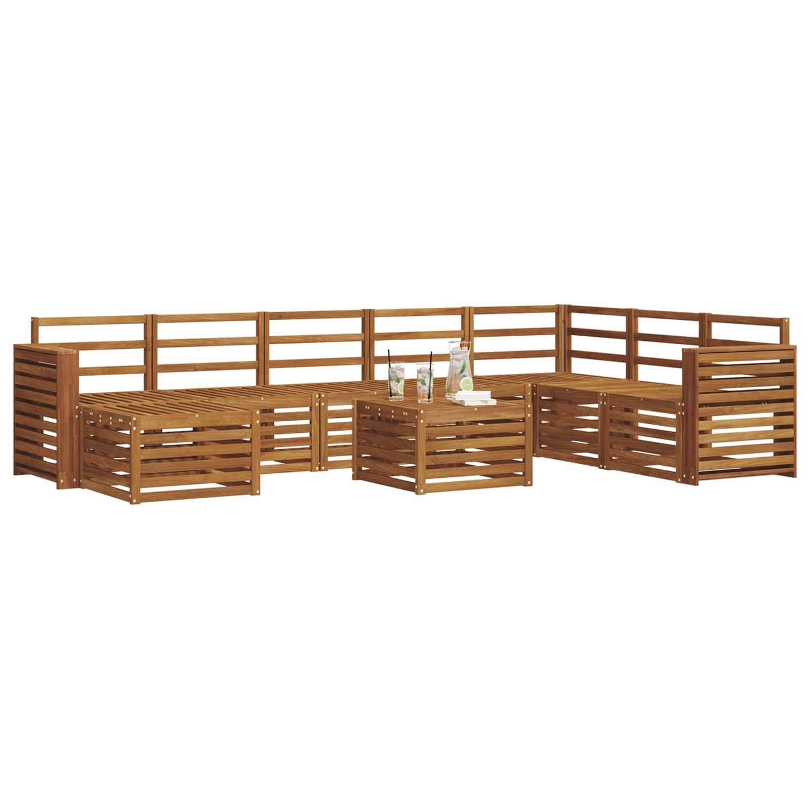 vidaXL Ecksofa Set 9 pcs Natur Massivholz Akazie
