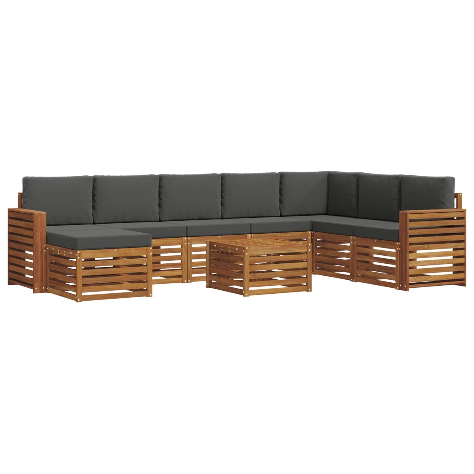 vidaXL Ecksofa Set 9 pcs Natur und Anthrazit Massivholz Akazie