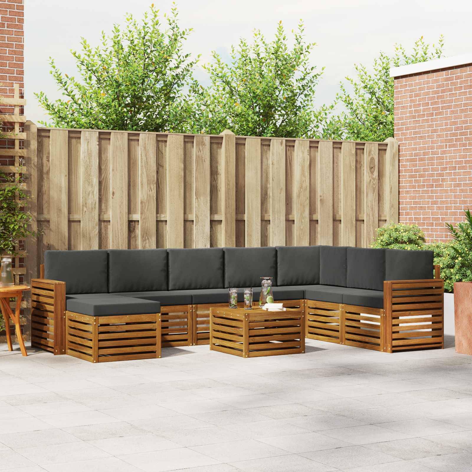 vidaXL Ecksofa Set 9 pcs Natur und Anthrazit Massivholz Akazie