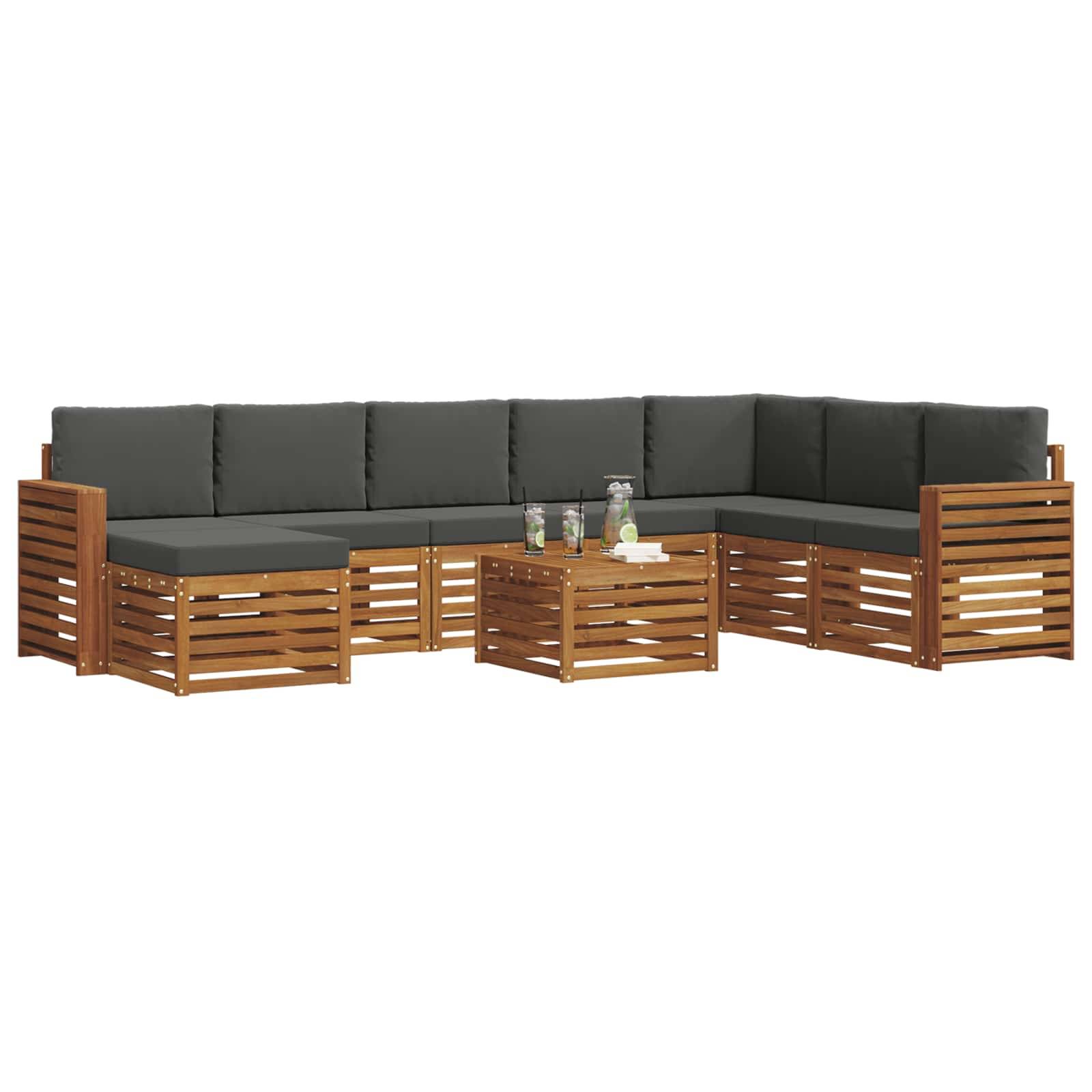 vidaXL Ecksofa Set 9 pcs Natur und Anthrazit Massivholz Akazie