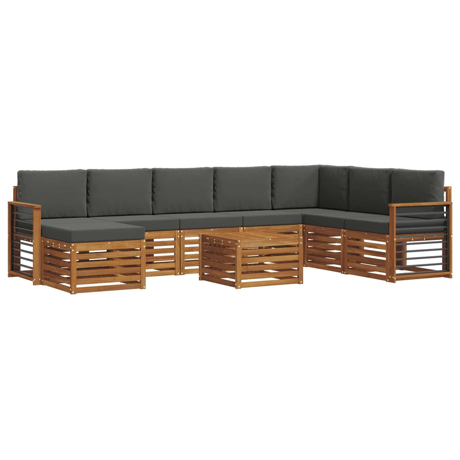 vidaXL Ecksofa Set 9 pcs Natur und Anthrazit Massivholz Akazie