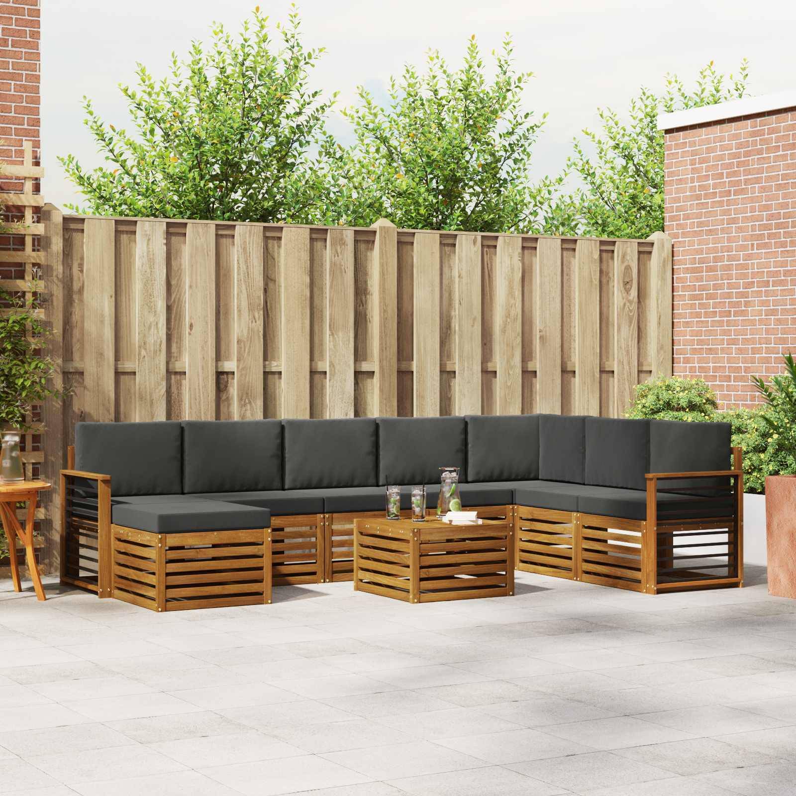vidaXL Ecksofa Set 9 pcs Natur und Anthrazit Massivholz Akazie