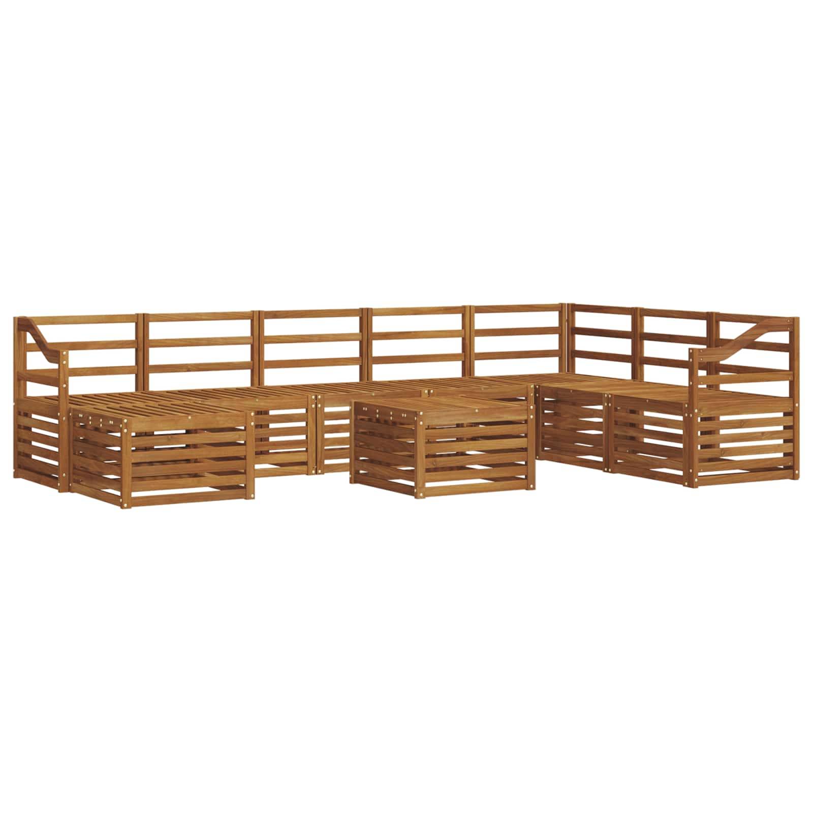 vidaXL Ecksofa Set 9 pcs Natur Massivholz Akazie