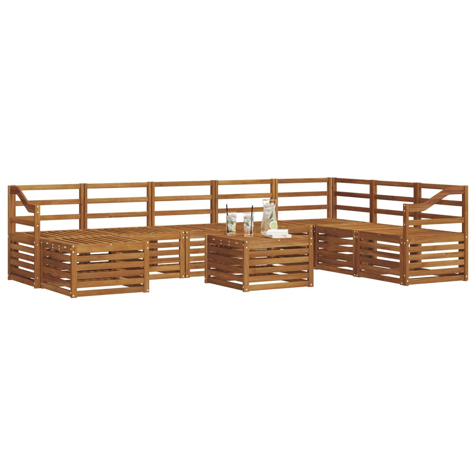 vidaXL Ecksofa Set 9 pcs Natur Massivholz Akazie