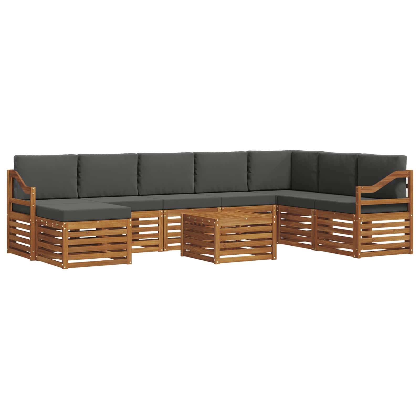 vidaXL Ecksofa Set 9 pcs Natur und Anthrazit Massivholz Akazie