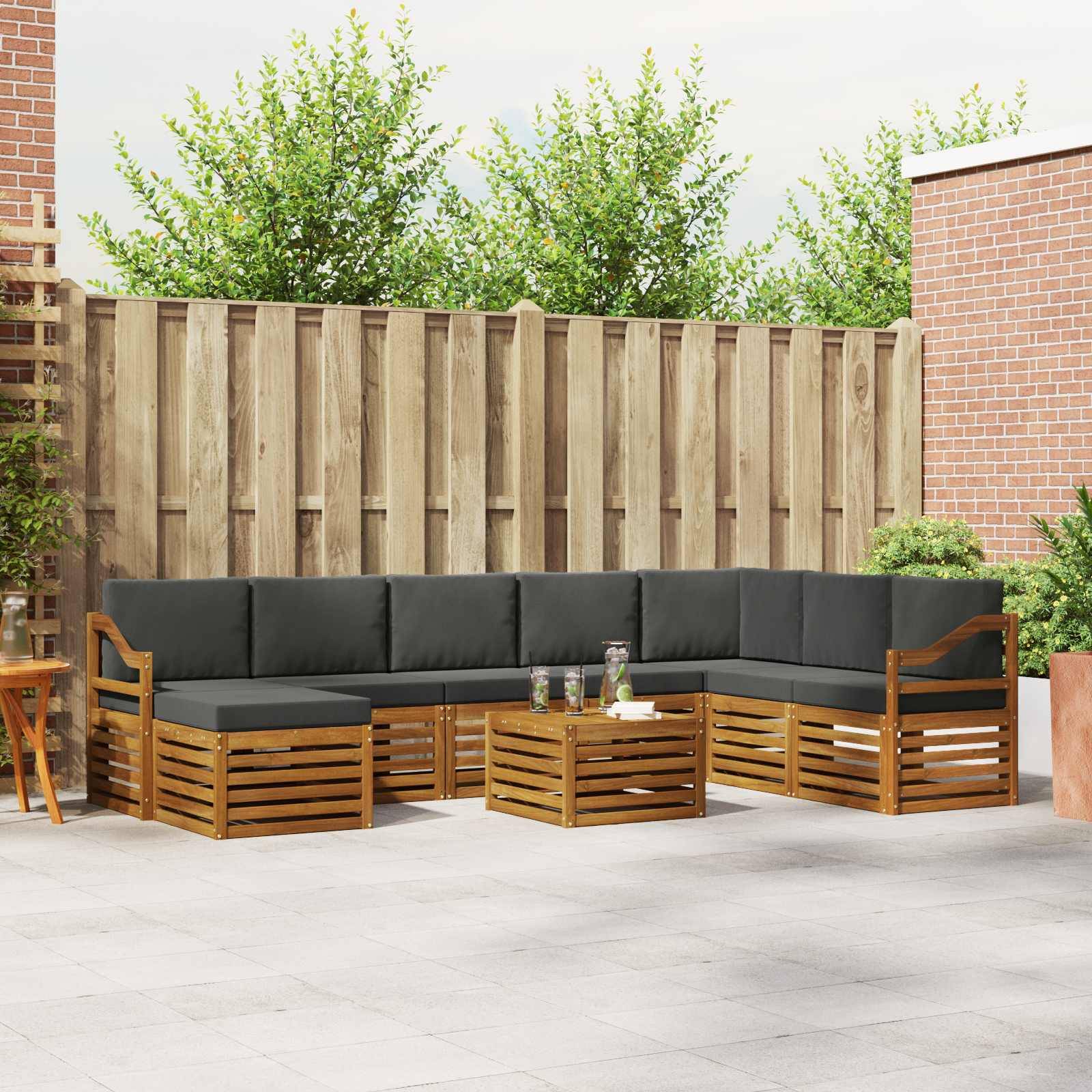 vidaXL Ecksofa Set 9 pcs Natur und Anthrazit Massivholz Akazie