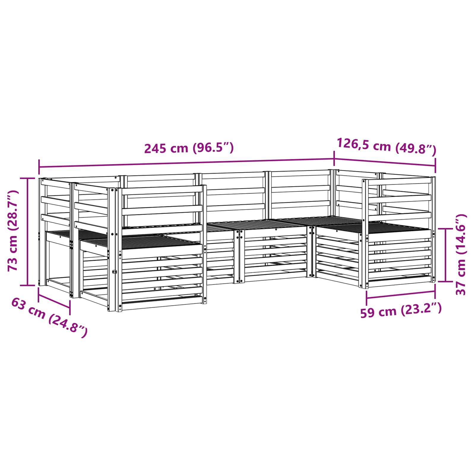 vidaXL Outdoor-Sofagarnitur 6 pcs Weiß 245 x 126,5 x 73 cm