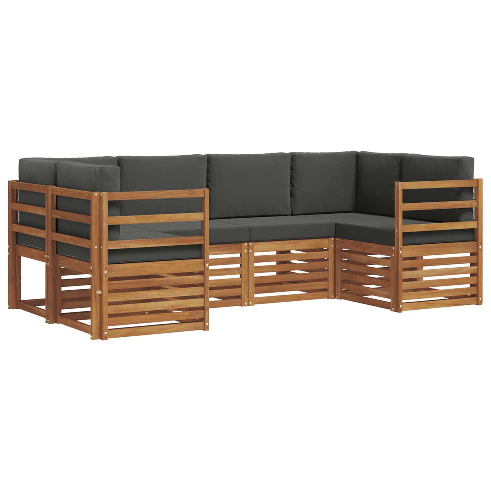 vidaXL Ecksofa Set 6 pcs Natur und Anthrazit Massivholz Akazie