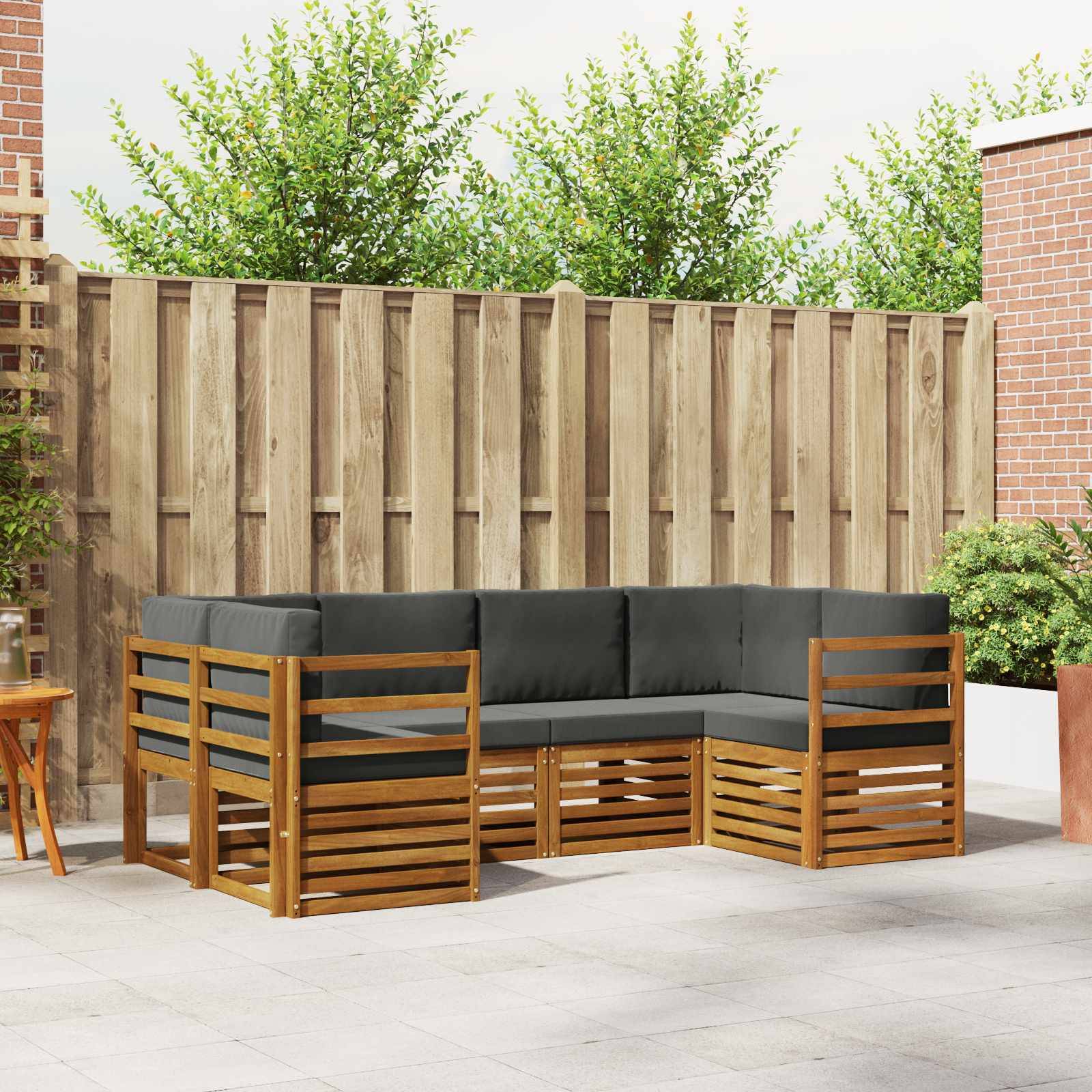 vidaXL Ecksofa Set 6 pcs Natur und Anthrazit Massivholz Akazie