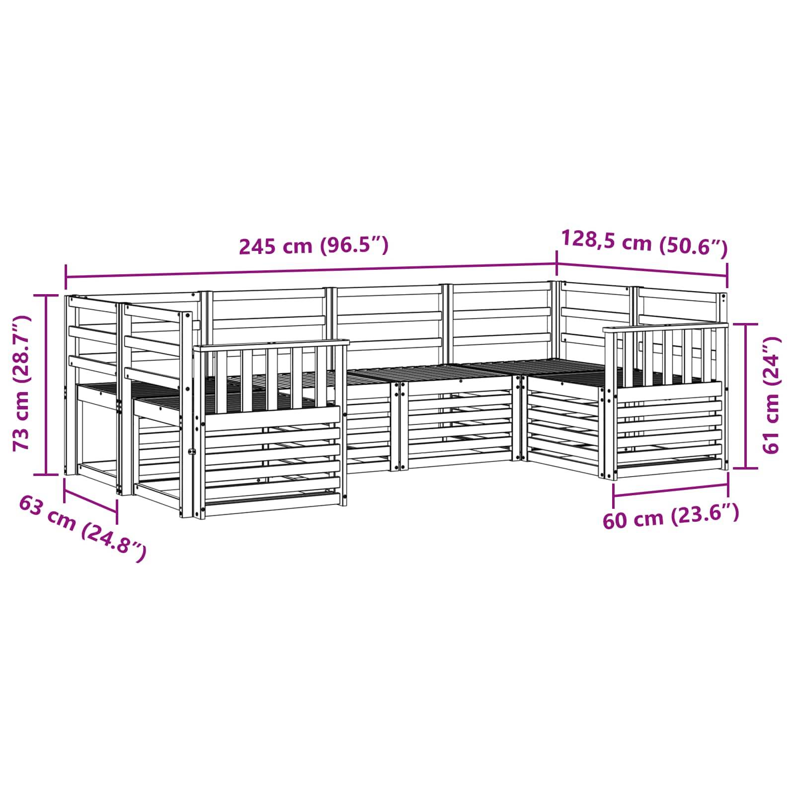 vidaXL Sofagarnituren 6 pcs Natur Massivholz Akazie
