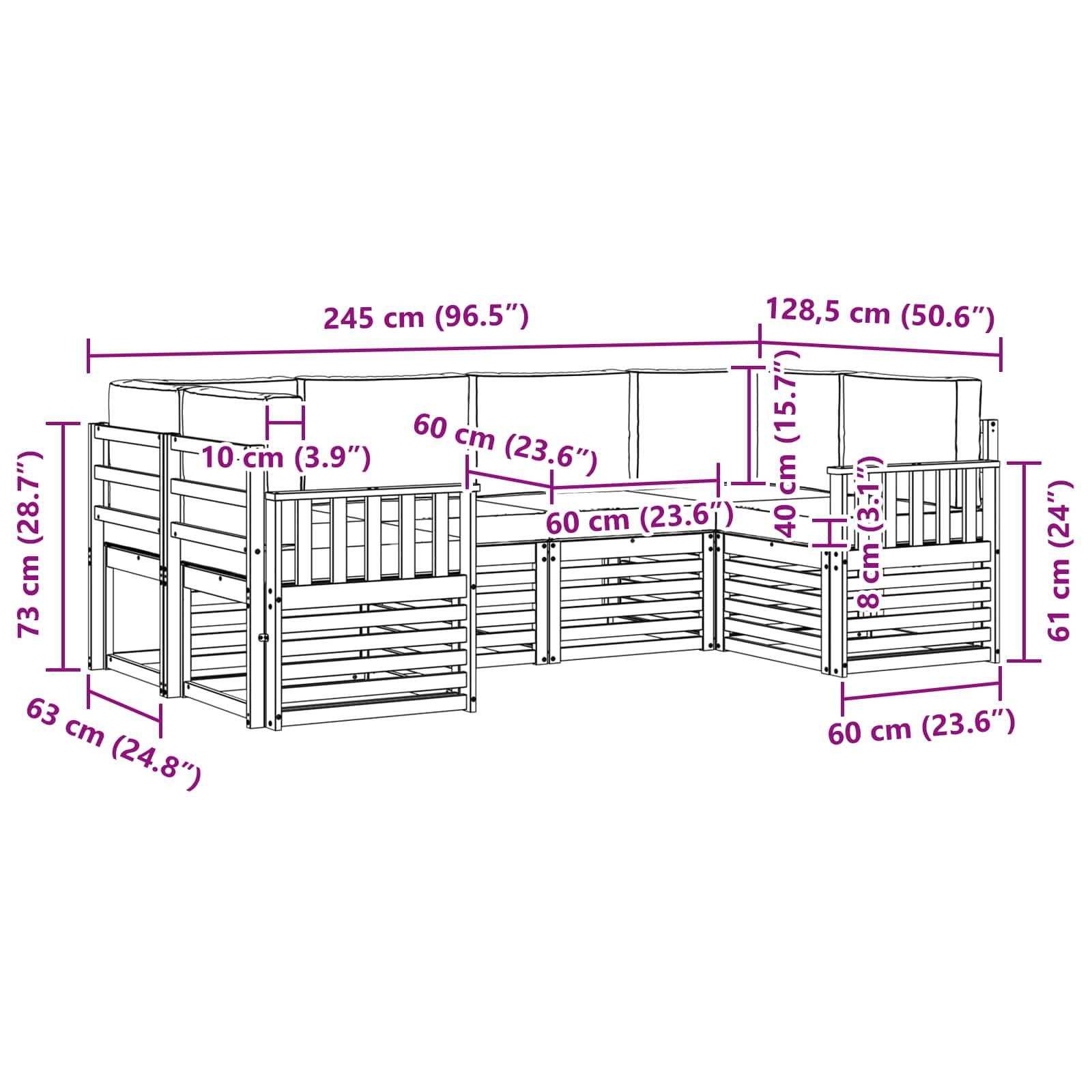 vidaXL Outdoor-Sofagarnitur 5 pcs Weiß und Anthrazit