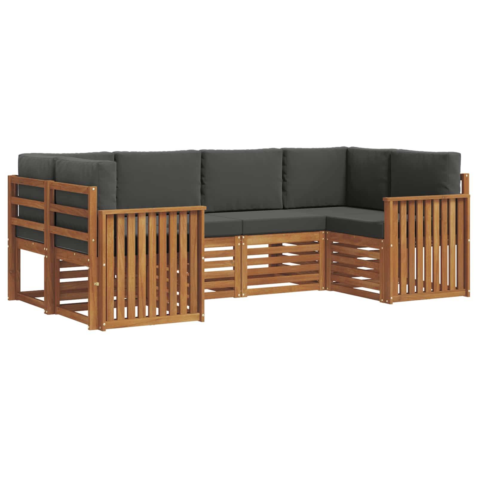 vidaXL Ecksofa Set 6 pcs Natur und Anthrazit Massivholz Akazie