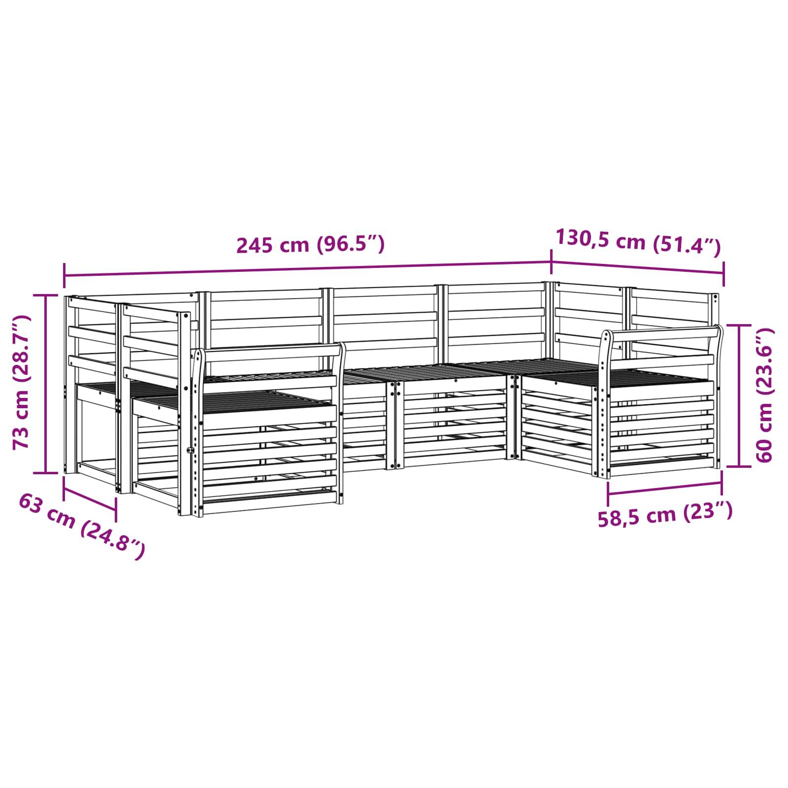 vidaXL Sofagarnituren 6 pcs Natur Massivholz Akazie