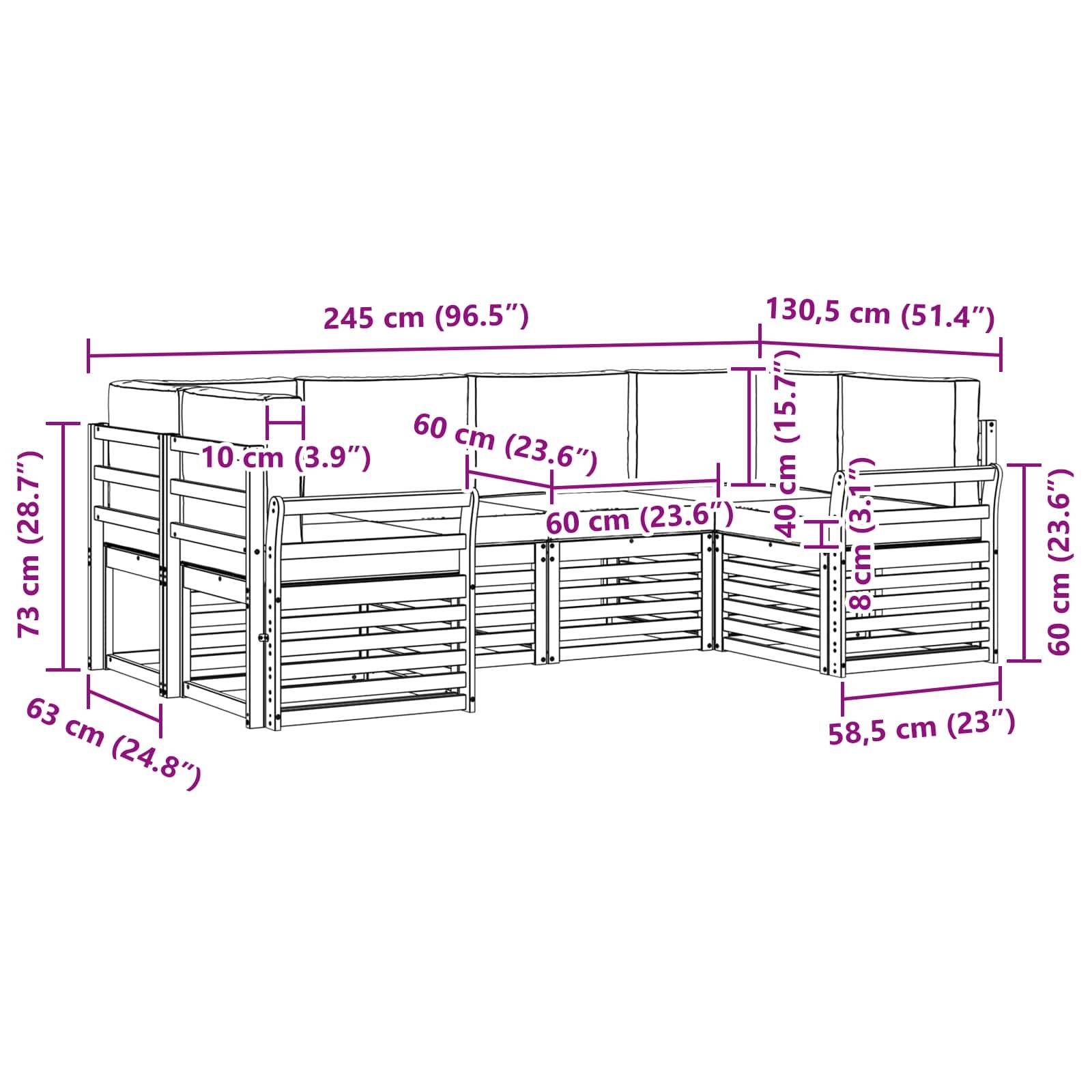 vidaXL Outdoor-Sofagarnitur 6 pcs Weiß und Anthrazit