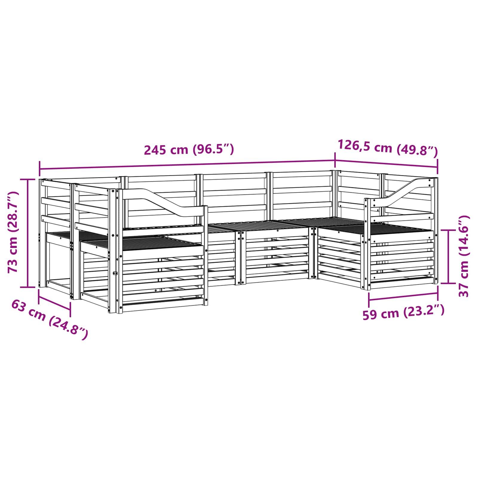 vidaXL Outdoor-Sofagarnitur 6 pcs Weiß 245 x 126,5 x 73 cm