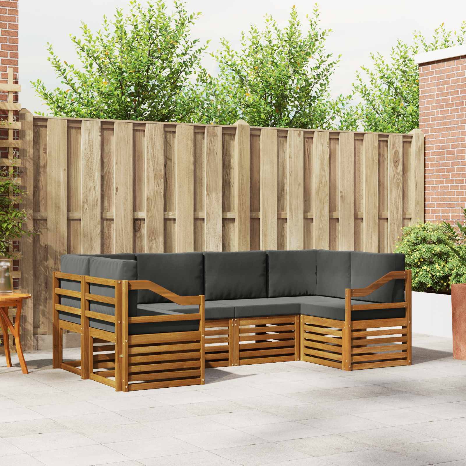 vidaXL Ecksofa Set 6 pcs Natur und Anthrazit Massivholz Akazie
