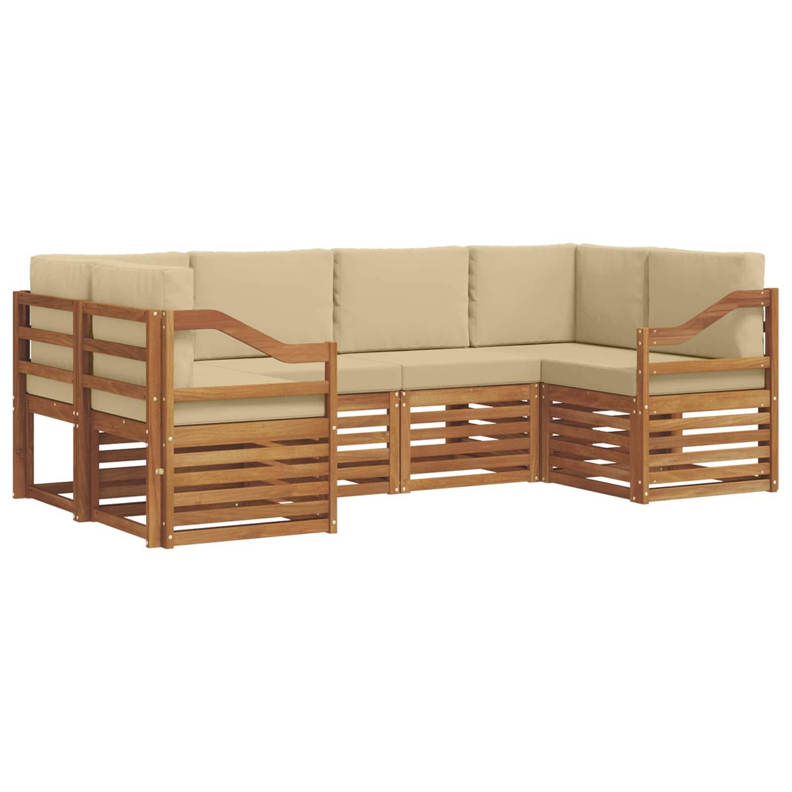 vidaXL Ecksofa Set mit Kissen 6 pcs Natur Massivholz Akazie