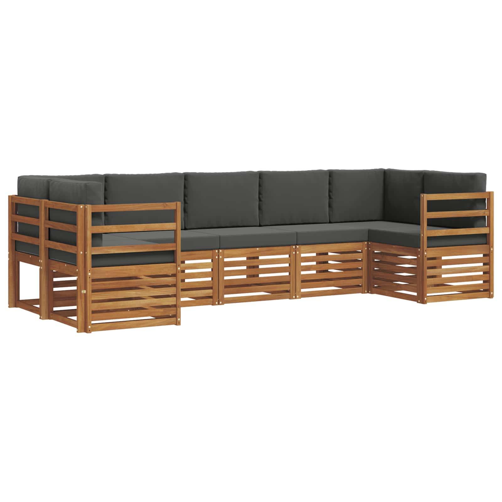 vidaXL Ecksofa Set 7 pcs Natur und Anthrazit Massivholz Akazie