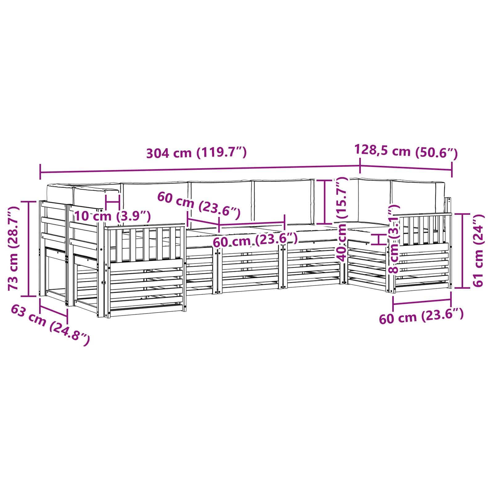 vidaXL Outdoor-Sofagarnitur 6 pcs Weiß und Hellgrau