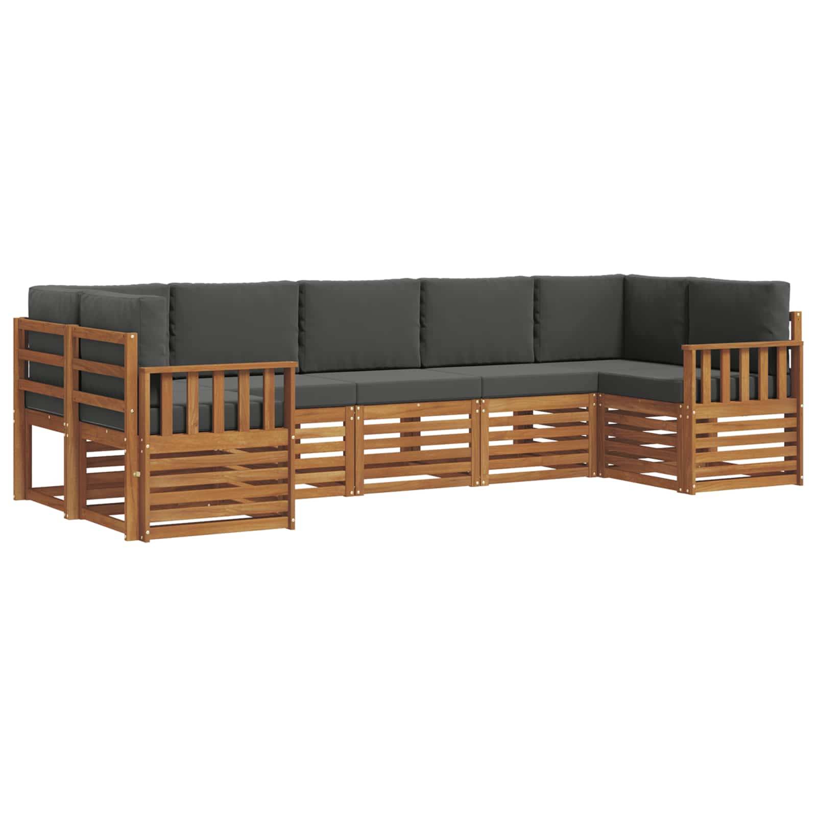 vidaXL Ecksofa Set 7 pcs Natur und Anthrazit Massivholz Akazie