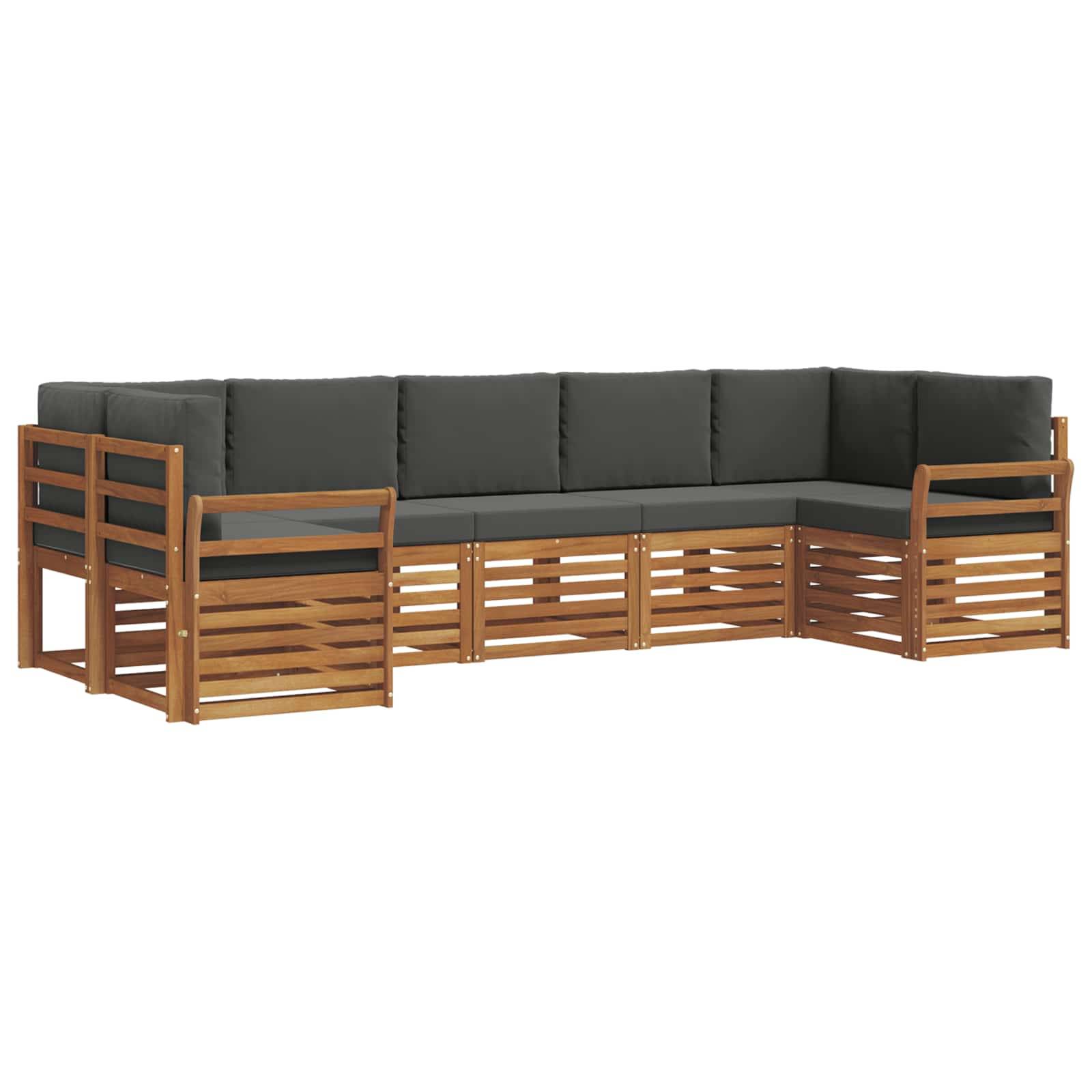 vidaXL Ecksofa Set 7 pcs Natur und Anthrazit Massivholz Akazie