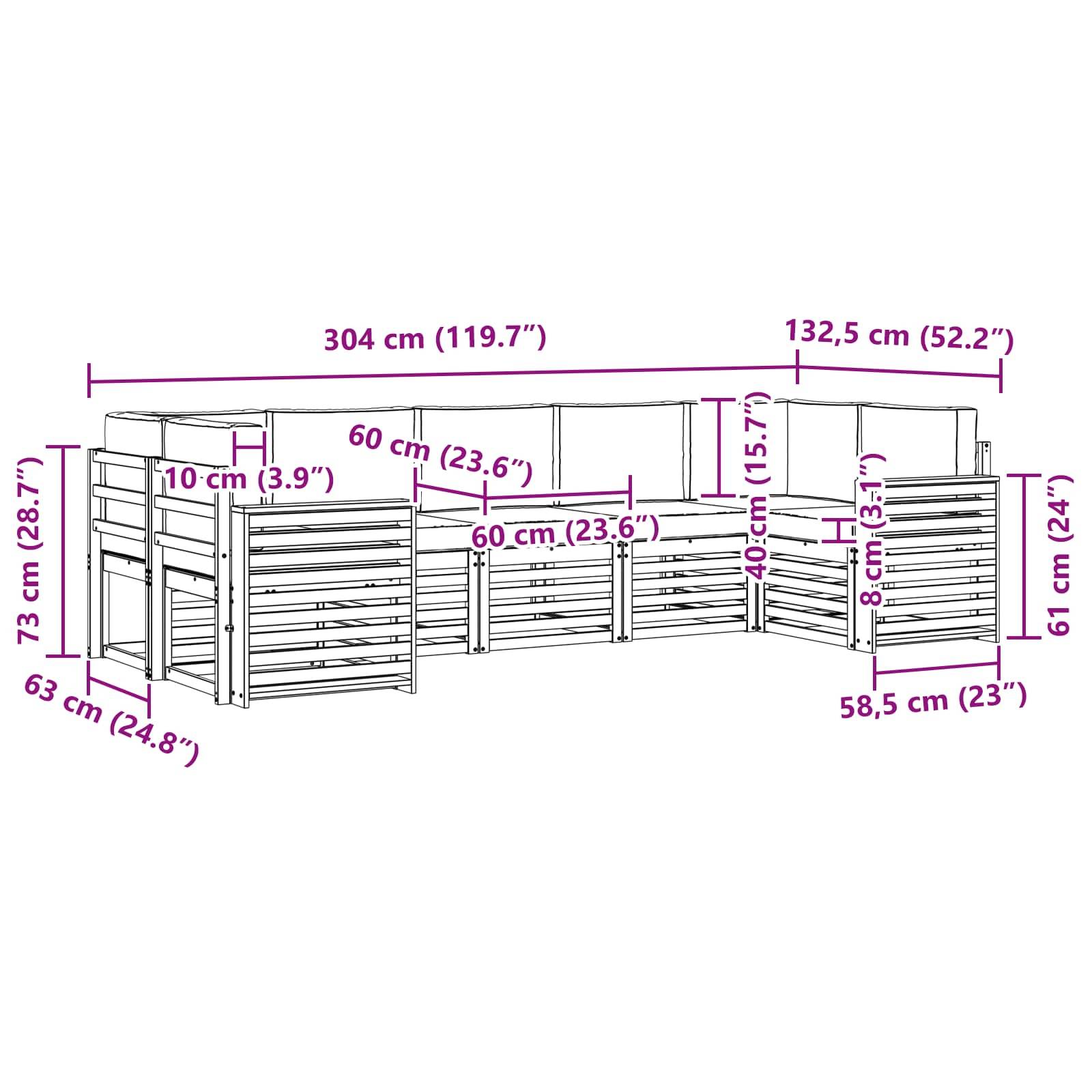 vidaXL Outdoor-Sofagarnitur 7 pcs Weiß und Hellgrau