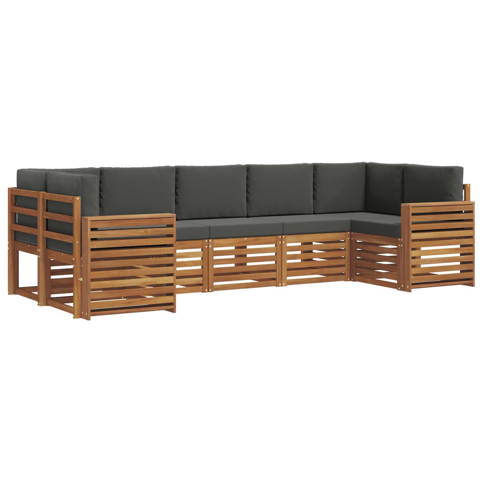 vidaXL Ecksofa Set 7 pcs Natur und Anthrazit Massivholz Akazie